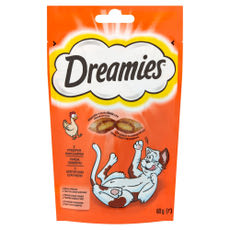 Dreamies kiegészítő macskaeledel csirkével felnőtt macskák és 8 hetesnél idősebb kölykök számára - 60 g kisképe