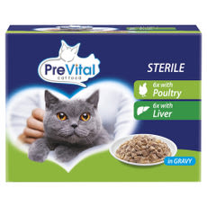 PreVital nedves macskaeledel steril macskáknak vegyes ízben szószban alutasakos macskatáp 12x100g - 1200 g kisképe
