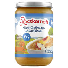 Kecskeméti bébiétel alma - őszibarack csirkehús ízesítéssel 8 hónapos kortól - 220 g kisképe
