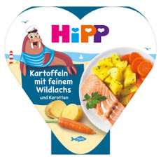 HiPP burgonya sárgarépával és vadlazaccal menü gyermekeknek 1 éves kortól - 250 g kisképe