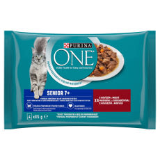Purina One Senior állateledel macskáknak marhával és sárgarépával 4x85 g - 340 g kisképe