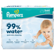 Pampers 99% Water törlőkendő 3x60 db - 180 db kisképe