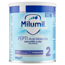 Milumil Pepti Plus 2 Pronutra speciális gyógyászati célra szánt élelmiszer 6 hónapos kortól - 450 g kisképe