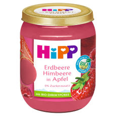 Hipp gyümölcskészítmény bébidesszert  alma eperrel és málnával 5 hónapos kortól - 160 g kisképe