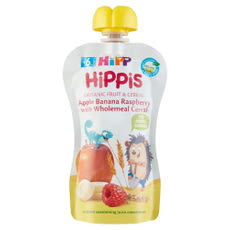 Hipp alma-banán-málna gabona gyümölcspüré 6 hónapos kortól - 100 g kisképe