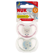 Nuk Space Night szilikon altatócumi, 0-6 hónapos korig, lány - 2 db kisképe