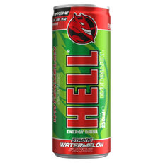 HELL Strong görögdinnye- és tuttifruttiízű koffeintartalmú, szénsavas ital - 250 ml kisképe