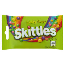 Skittles Crazy Sours savanyú gyümölcsízű cukordrazsé ropogós cukormázban - 38 g kisképe