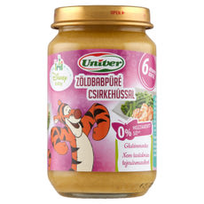 Univer Bébiétel Zöldbabpüré Csirkehús Ízesítéssel 6 Hónapos Kortól - 163 g kisképe