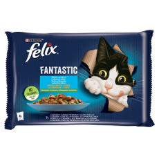 Felix Fantastic állateledel macskáknak lazaccal és pisztránggal 4x85 g - 340 g kisképe