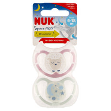 Nuk Space Night szilikon altatócumi, 6-18 hónapos korig, lány - 2 db kisképe