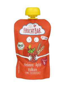 Fruchtbar Bio gyümölcspüré málna - alma - gabona 6 hónapos kortól - 100 g kisképe