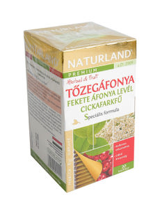 Naturland Prémium tőzegáfonya fekete áfonya levél cickafarkfű tea - 20 db kisképe