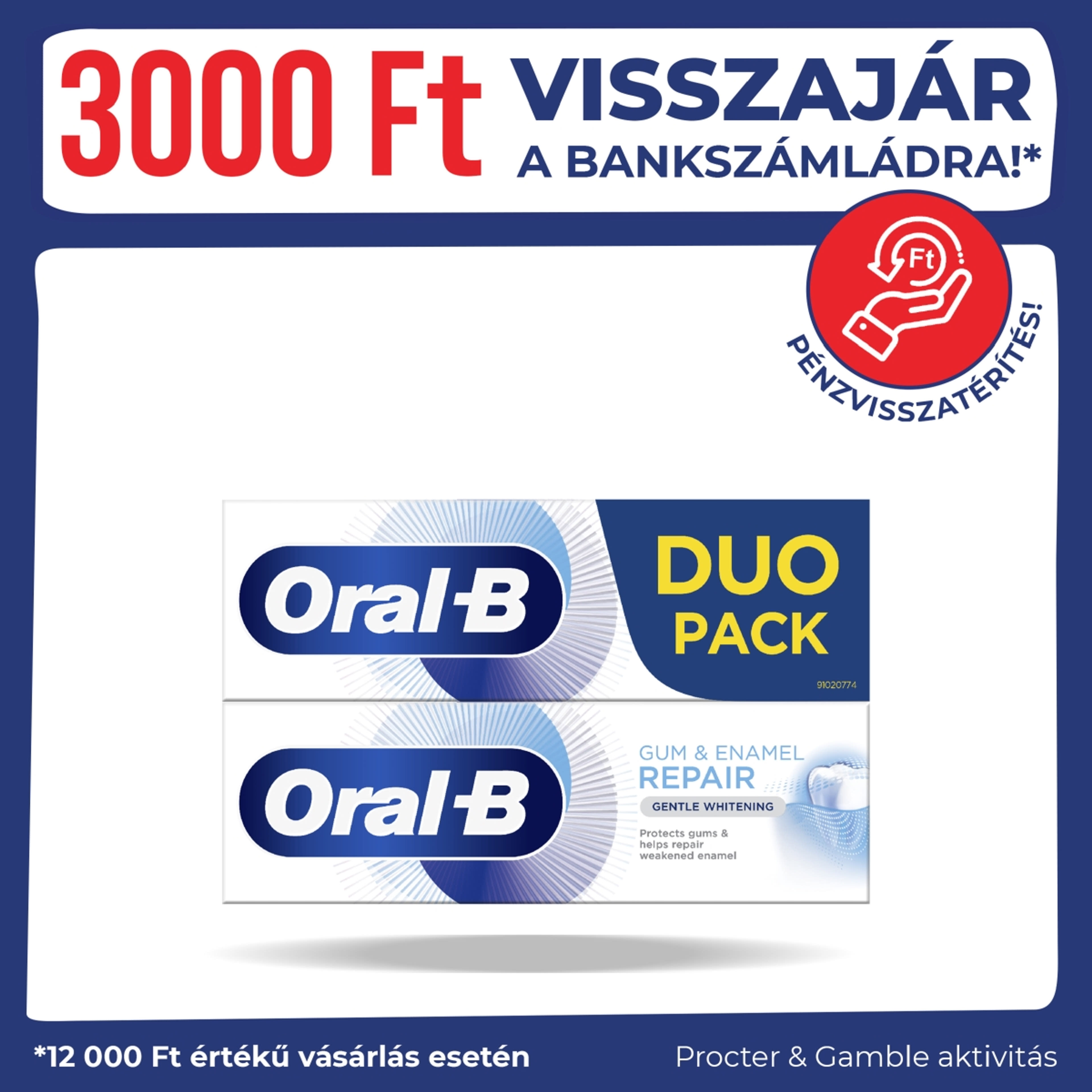 Oral-B Gum & Enamel Repair Gentle Whitening fogkrém DUO 2*75 ml - 150 ml