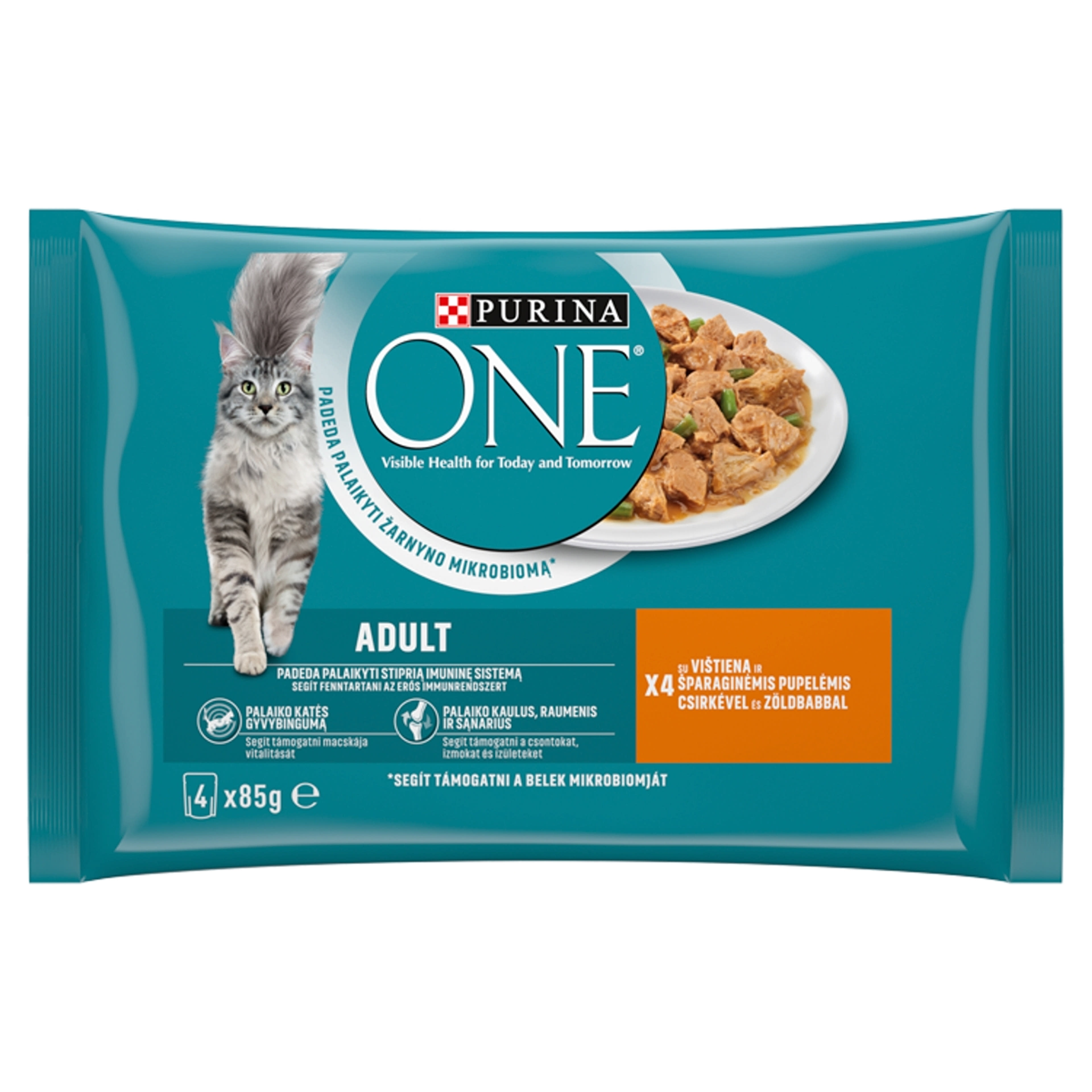 Purina one alutasak macskáknak csirke és zöldbab 4*85 g - 340 g