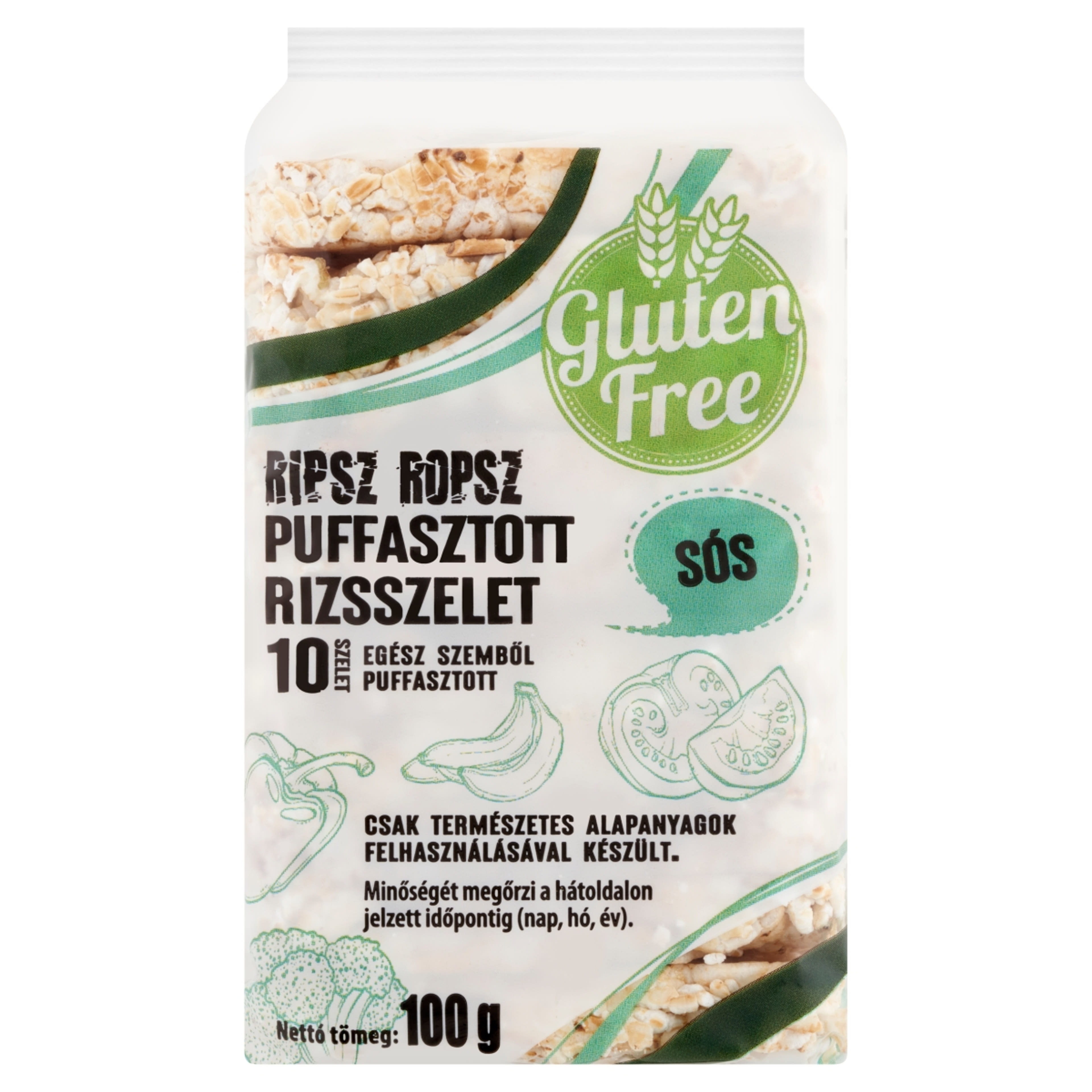Ripsz Ropsz puffasztott rizsszelet, sós - 100 g-1