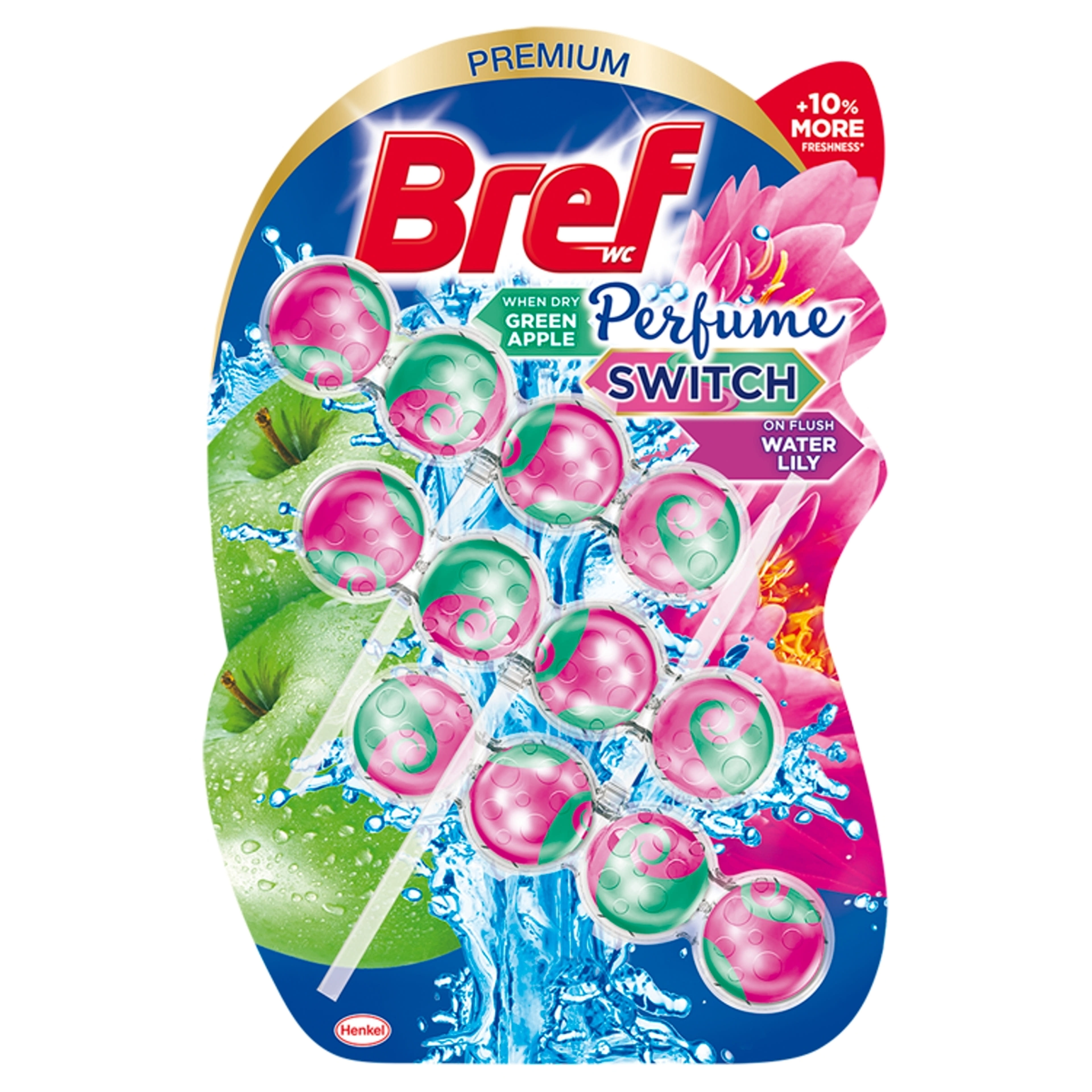 Bref Perfume Switch Green Apple-Water Lily WC illatosító (3x50 g) - 150 g