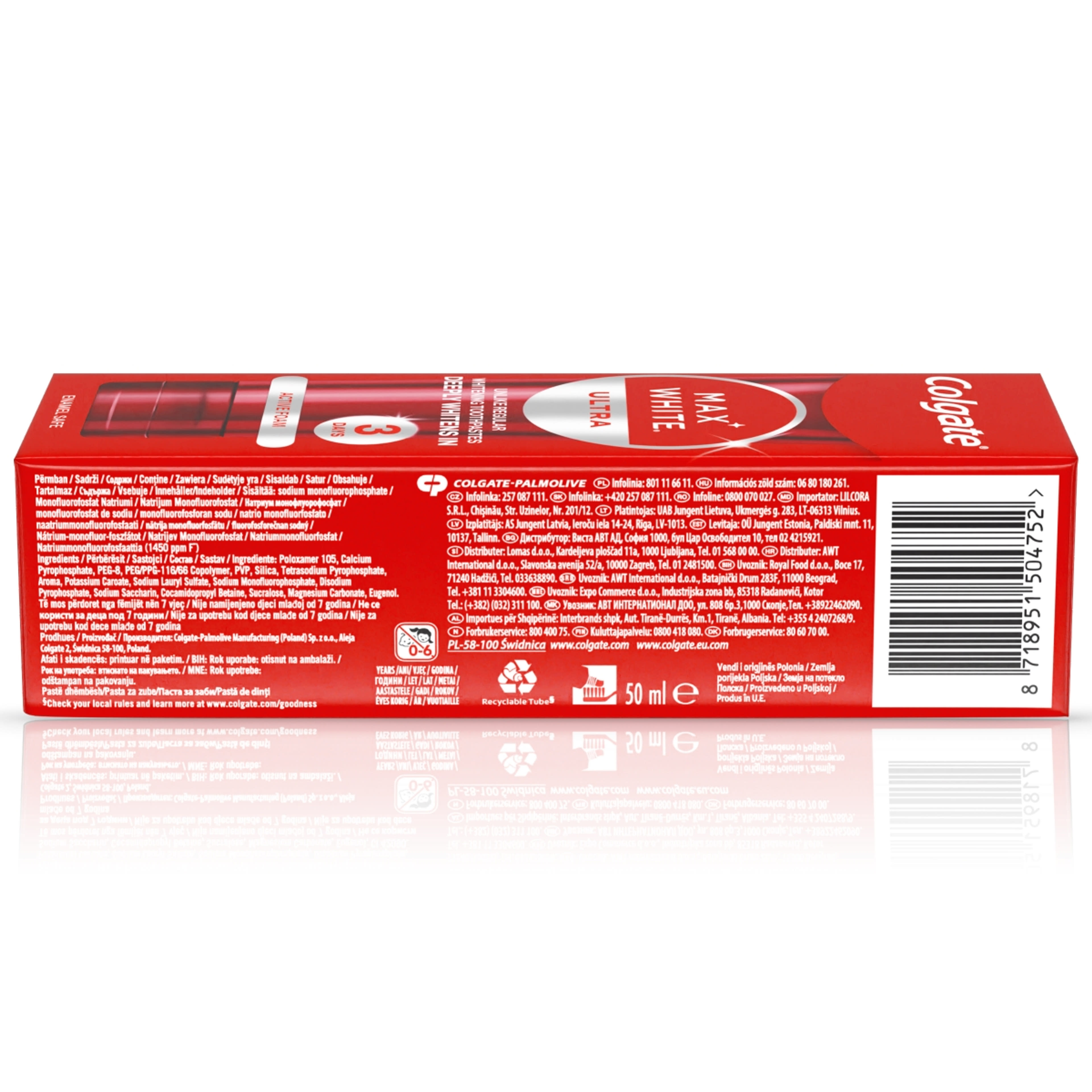 Colgate Max White Ultra Active Foam fogfehérítő fogkrém - 50ml-3