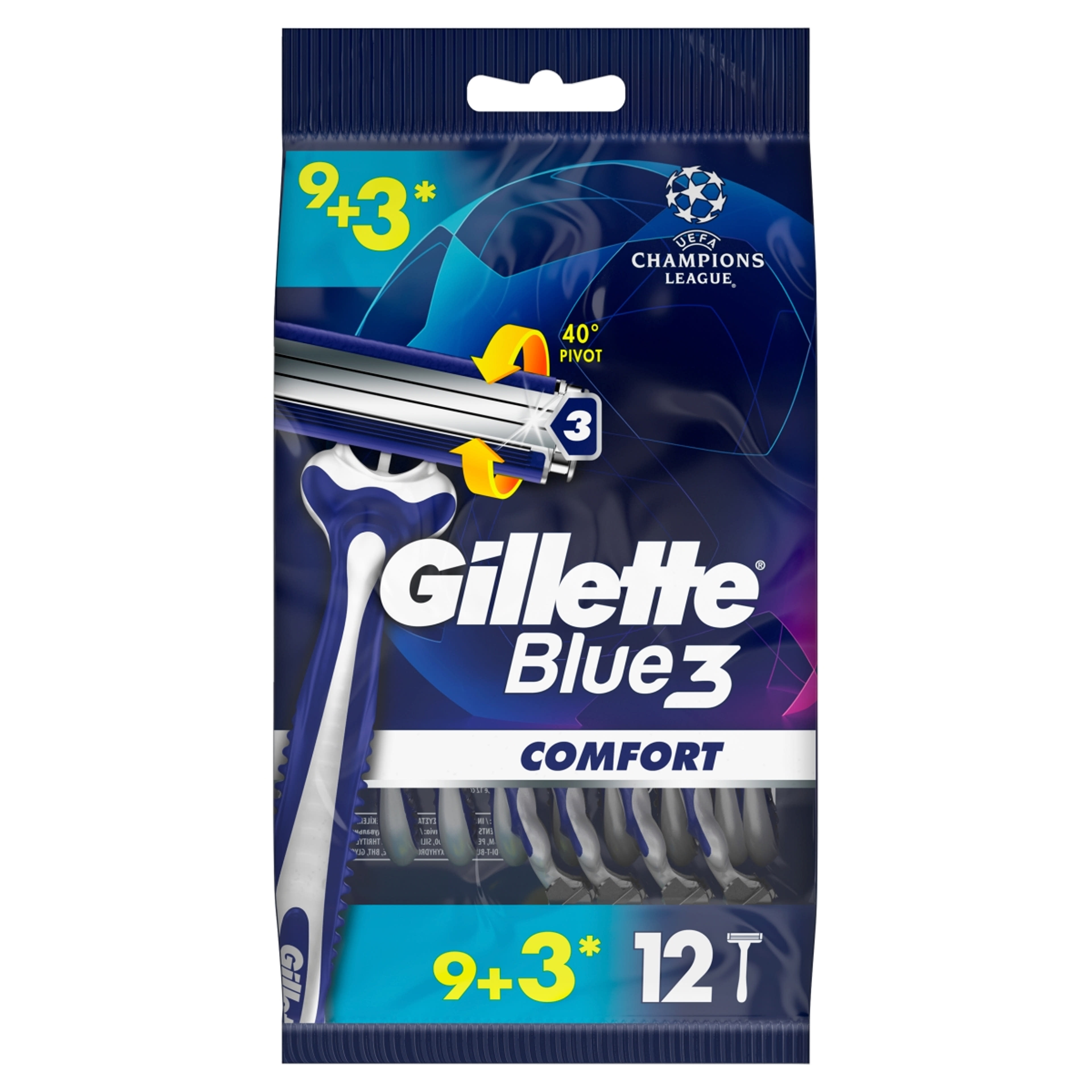 Gillette Blue3 eldobható borotvák krémezocsíkkal - 12 db