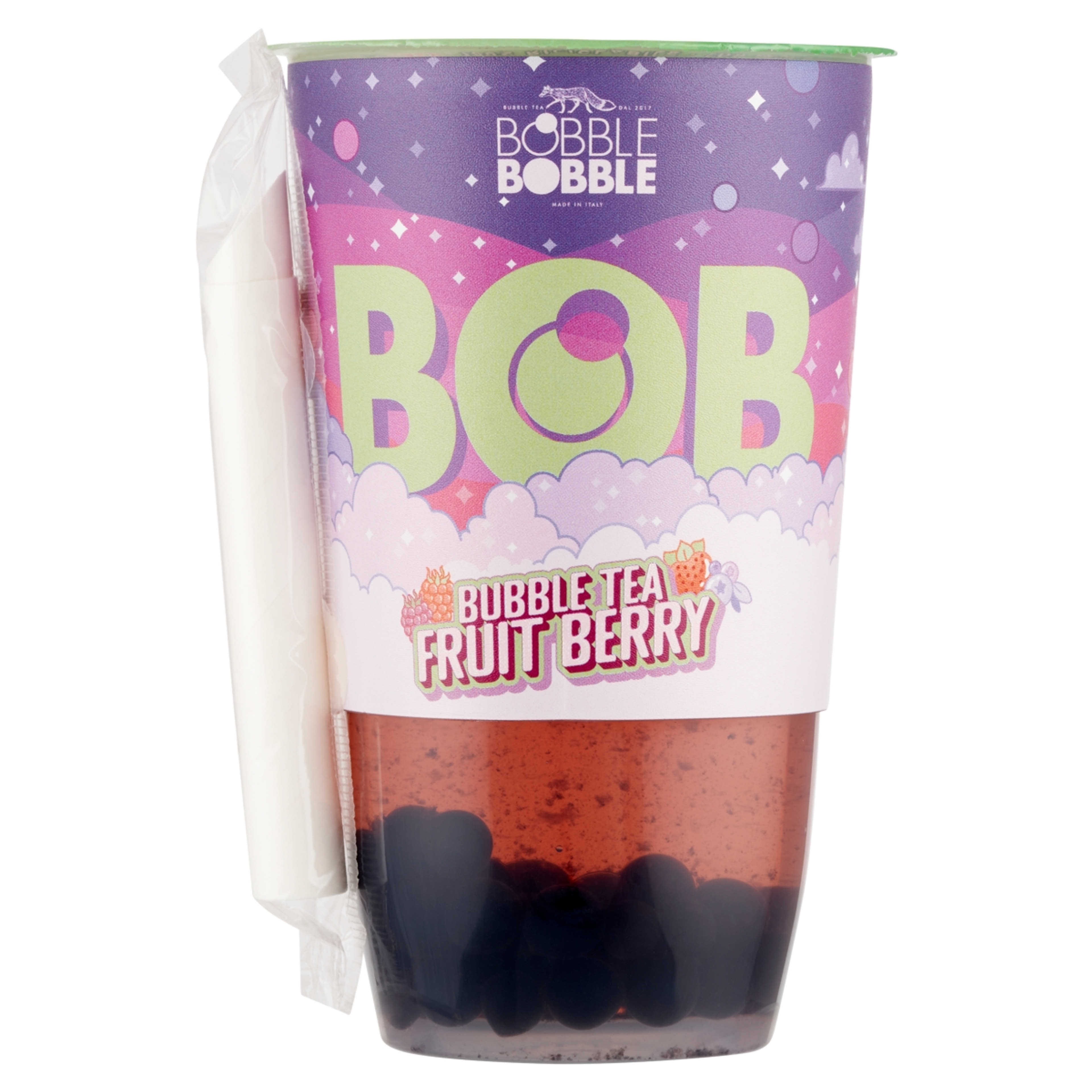 Bob Fruit Bubble Tea fekete tea eper- és málnalével, áfonyalét tartalmazó italgyöngyökkel - 360 ml-1