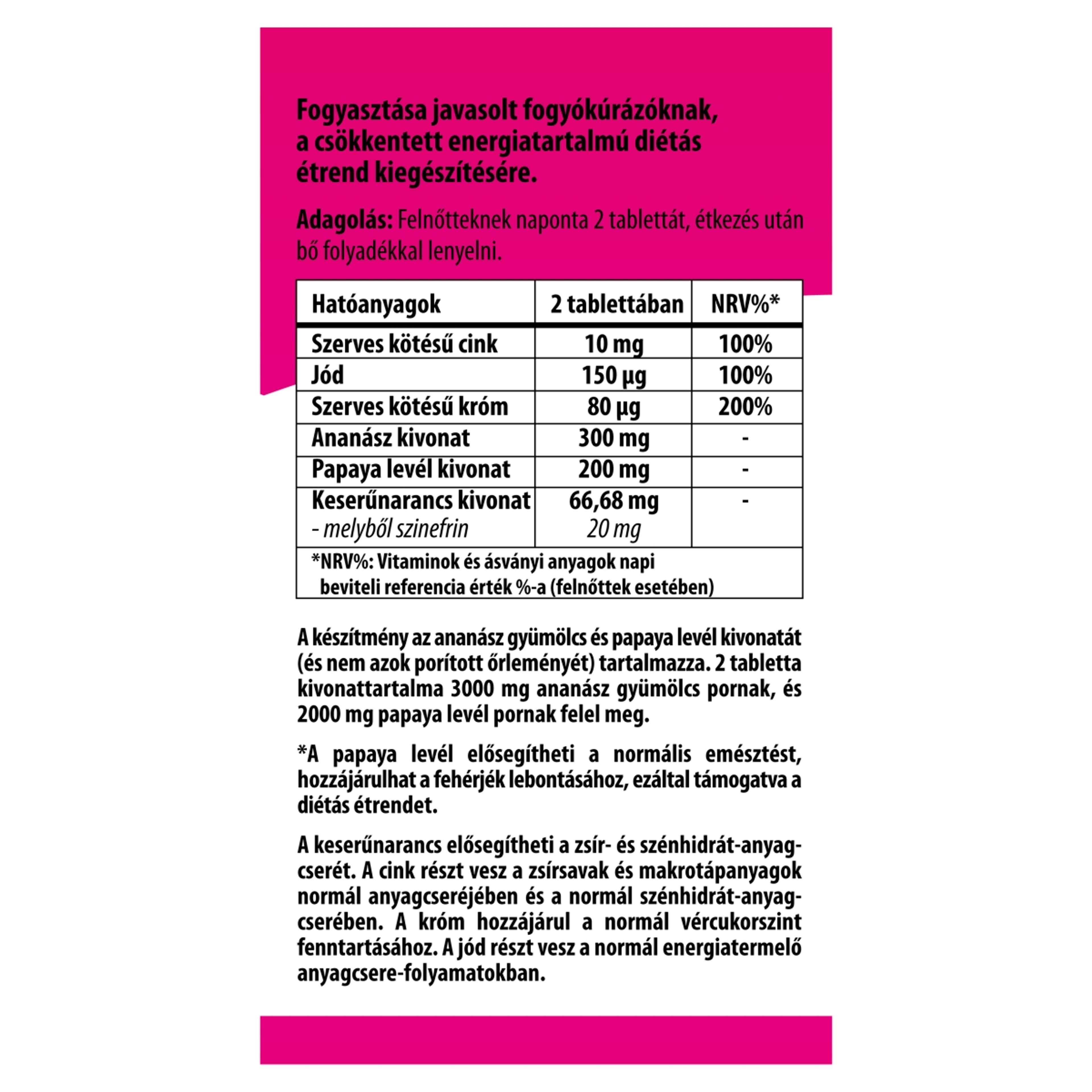 BioCo tabletta ananász és papaya kivonattal megapack - 100 db-3
