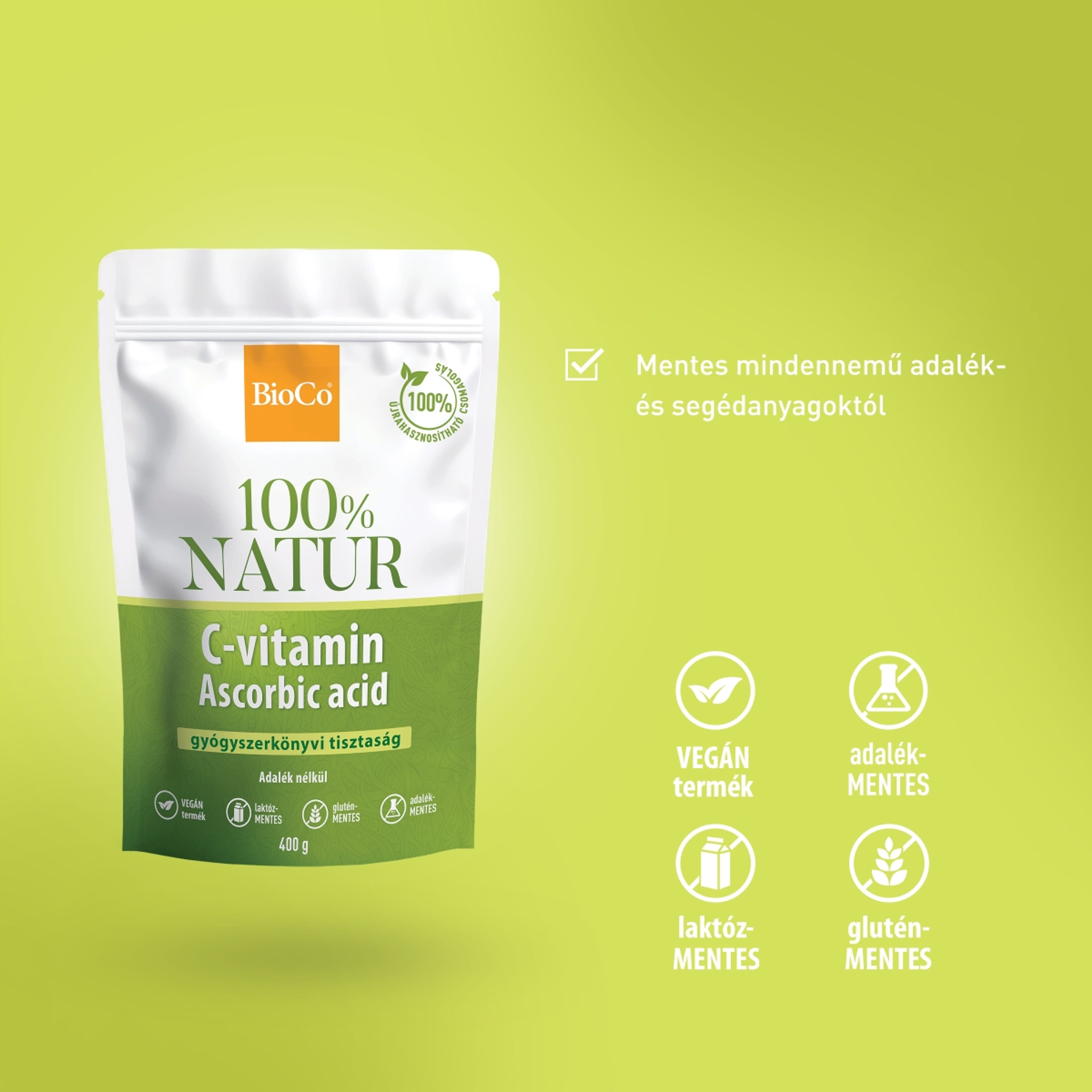 BioCo 100% Natur C-vitamin étrend-kiegészítő por - 400 g-4