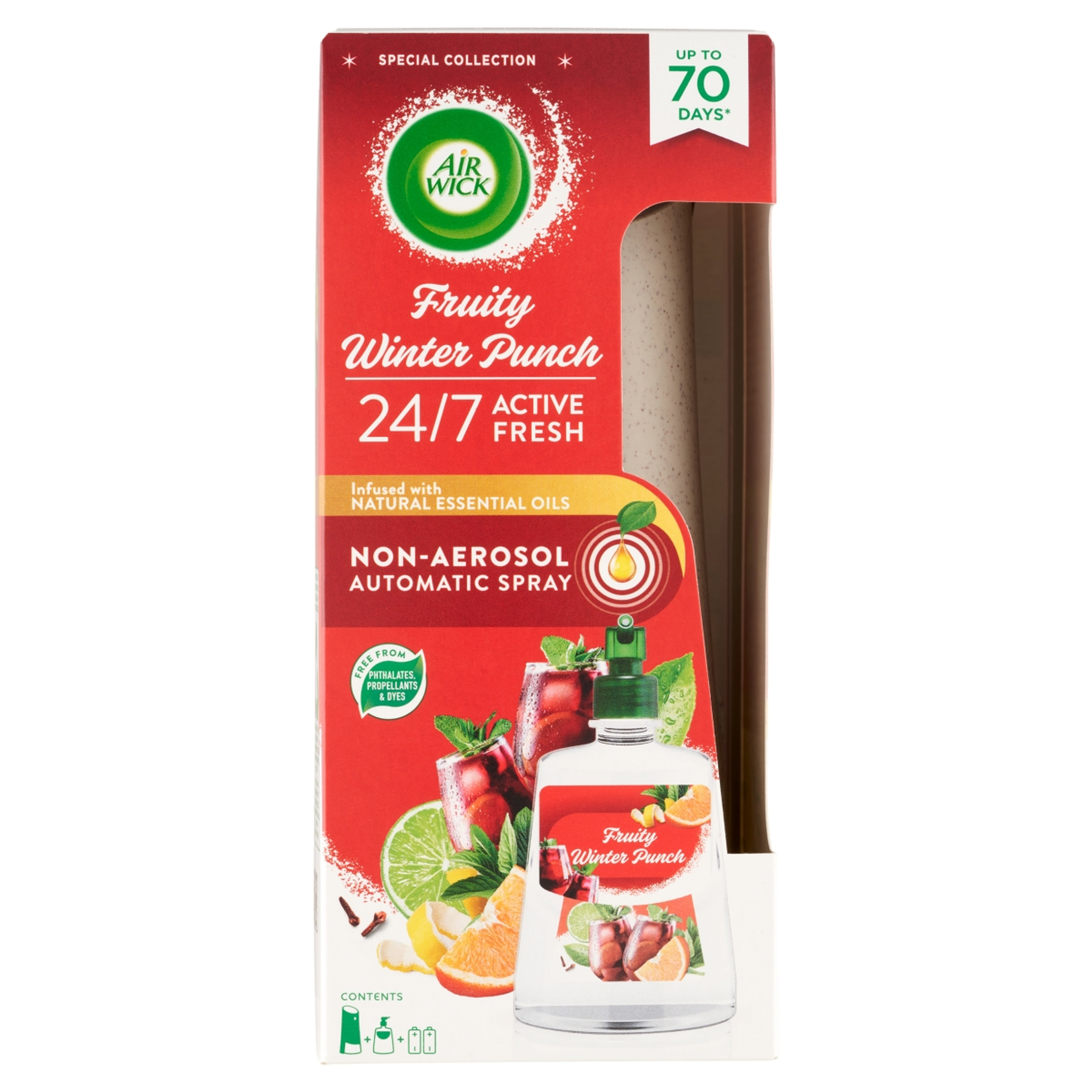 Air Wick Active Fresh automata légfrissítő készülék utántöltővel téli puncs illattal - 228 ml