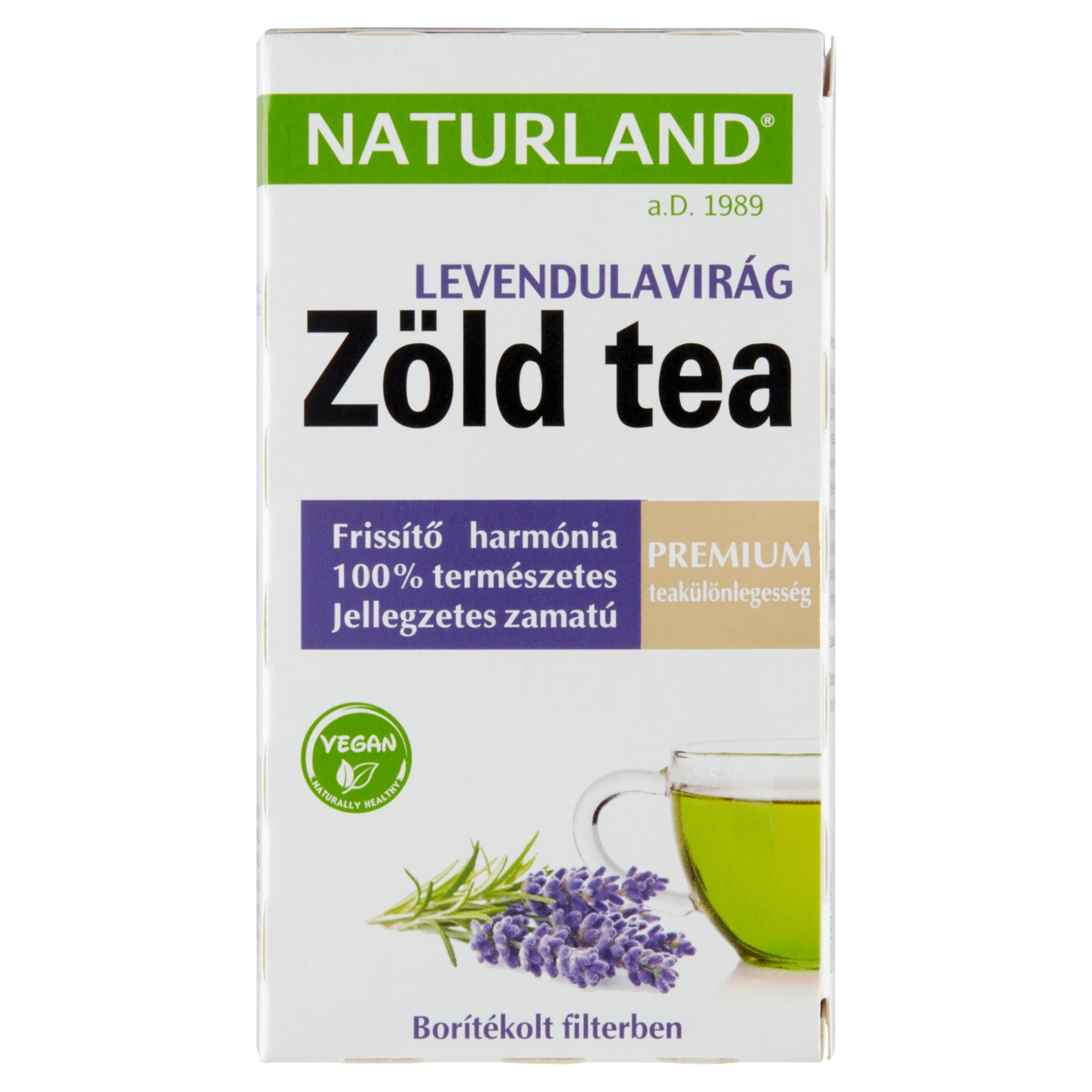 Naturland prémium zöld tea levendulavirág - 20x1,5 g