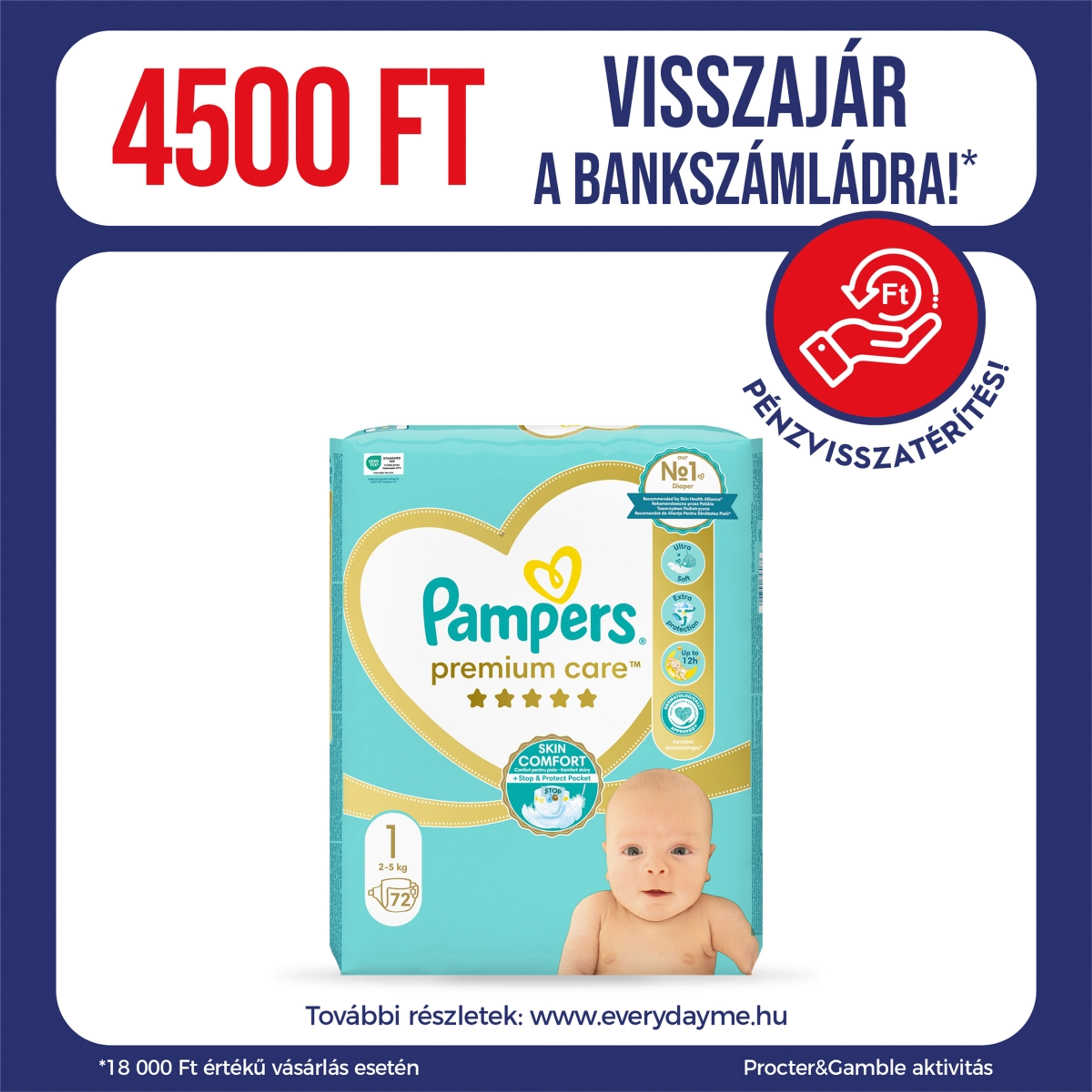Pampers Premium Care pelenka 1-es 2-5 kg - 72 db