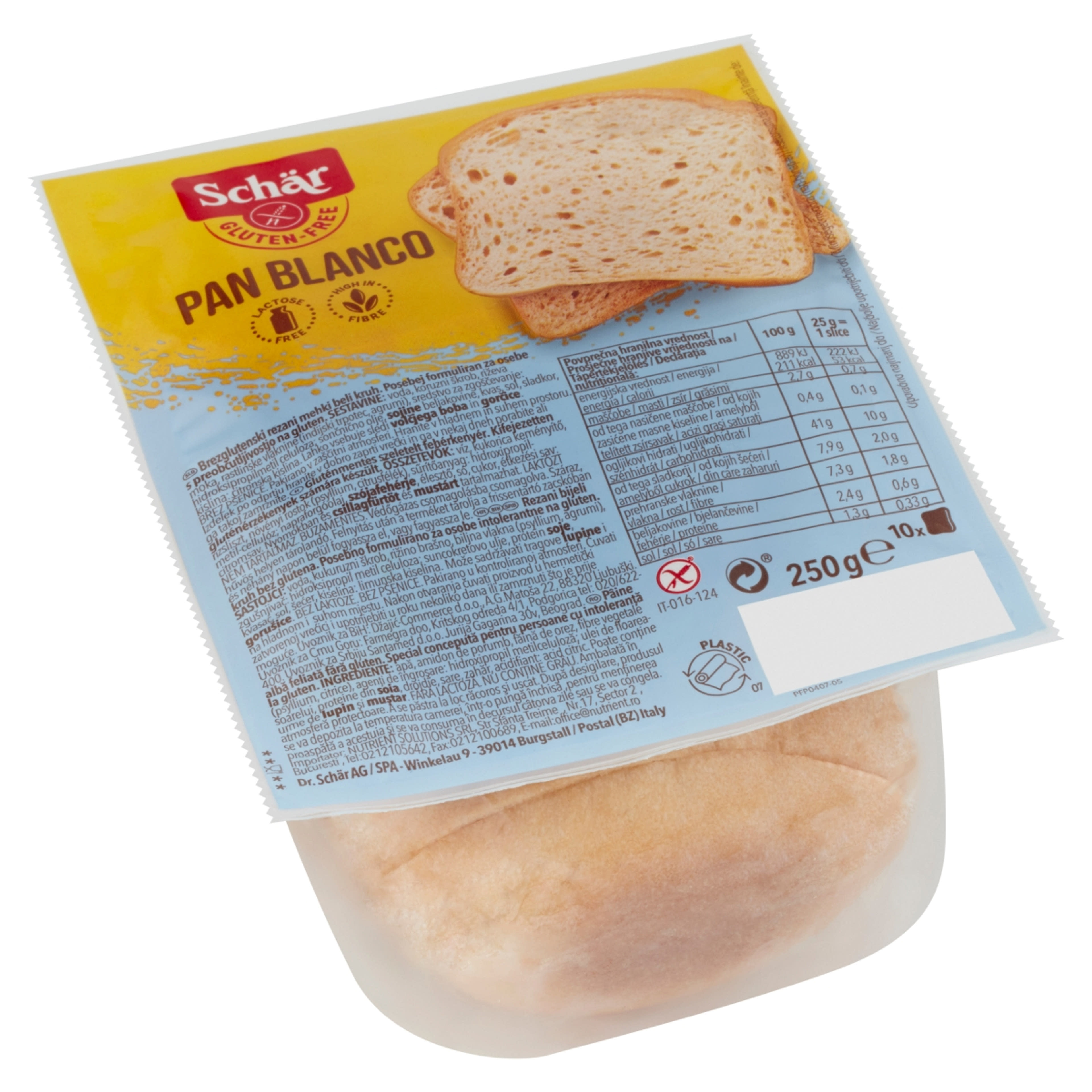 Schaer Pan Blanco gluténmentes szeletelt kenyér - 250 g-2