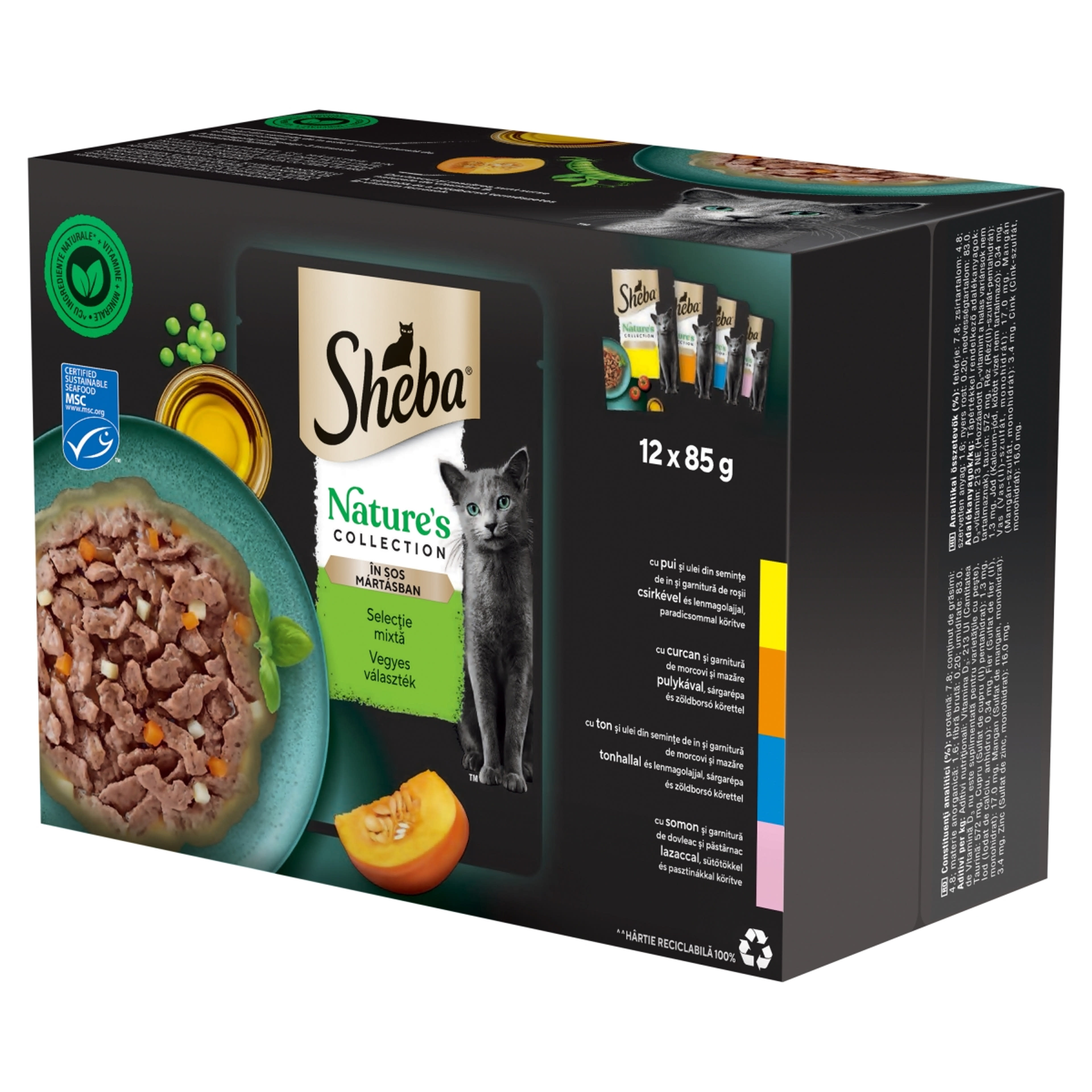 Sheba Nature's Collection vegyes nedves eledel felnőtt macskáknak 12 x 85 g - 1020 g