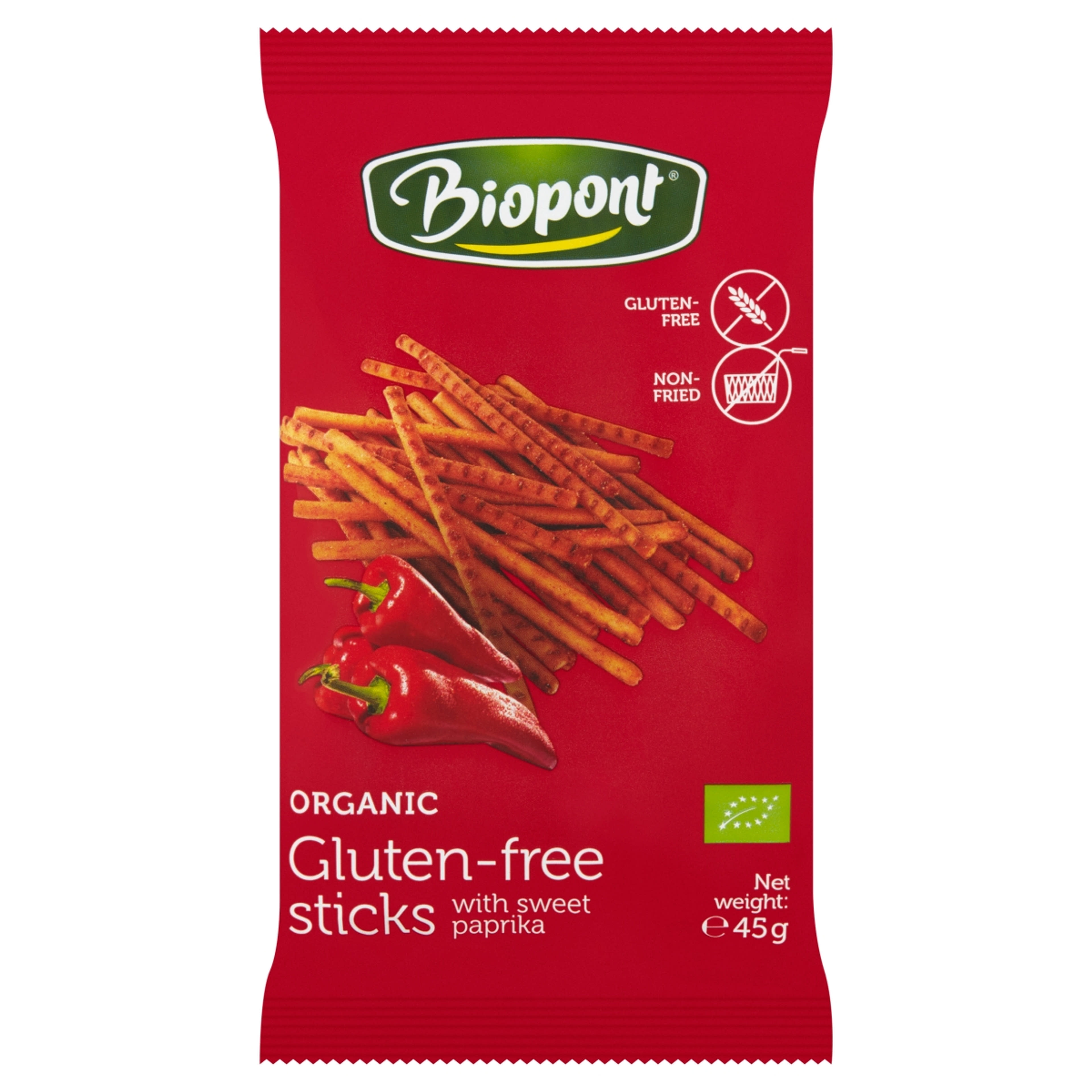 Biopont bio gluténmentes paprikás sóspálcika - 45 g