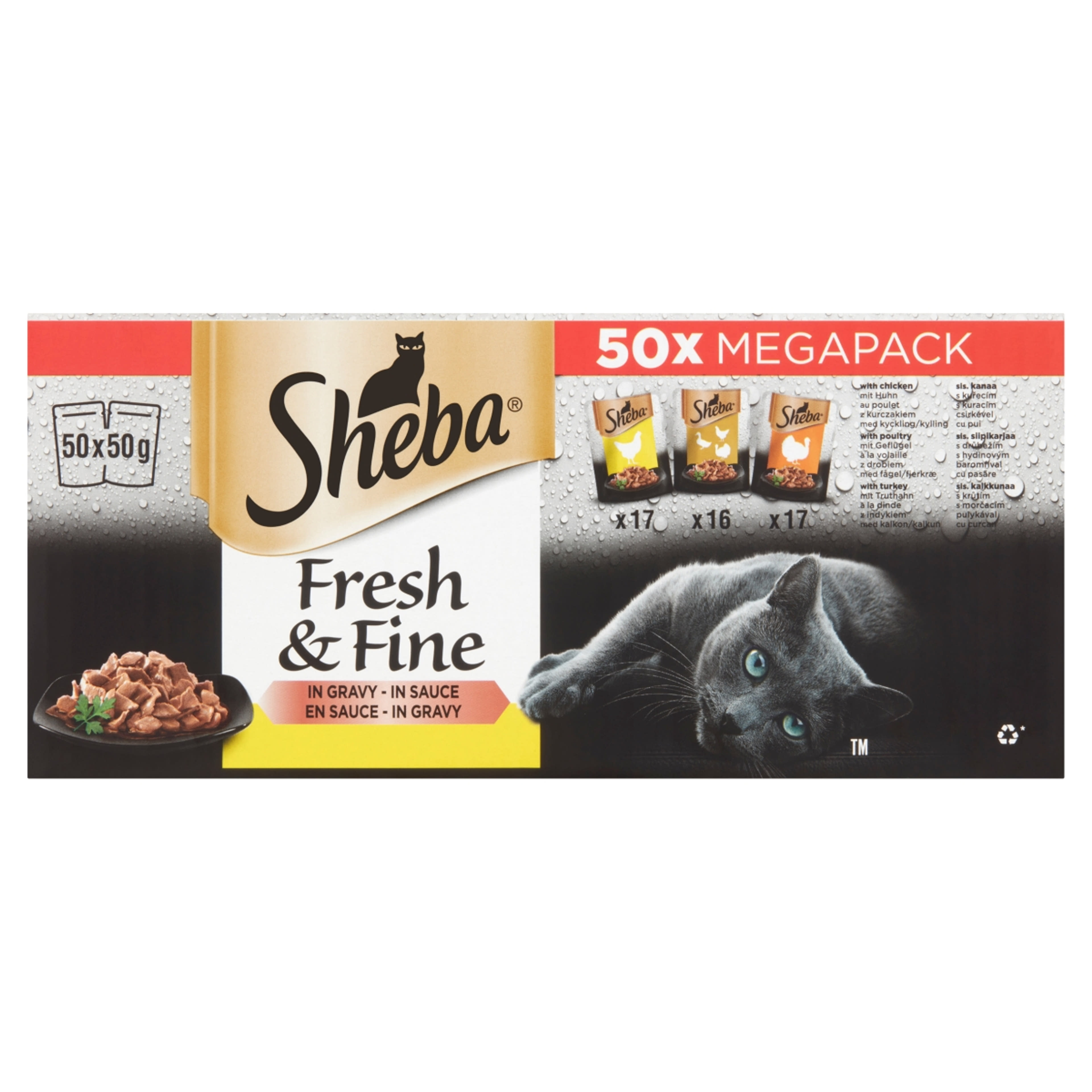 Sheba Fresh & Fine teljes értékű nedves eledel felnőtt macskáknak 50 x 50 g - 2500 g