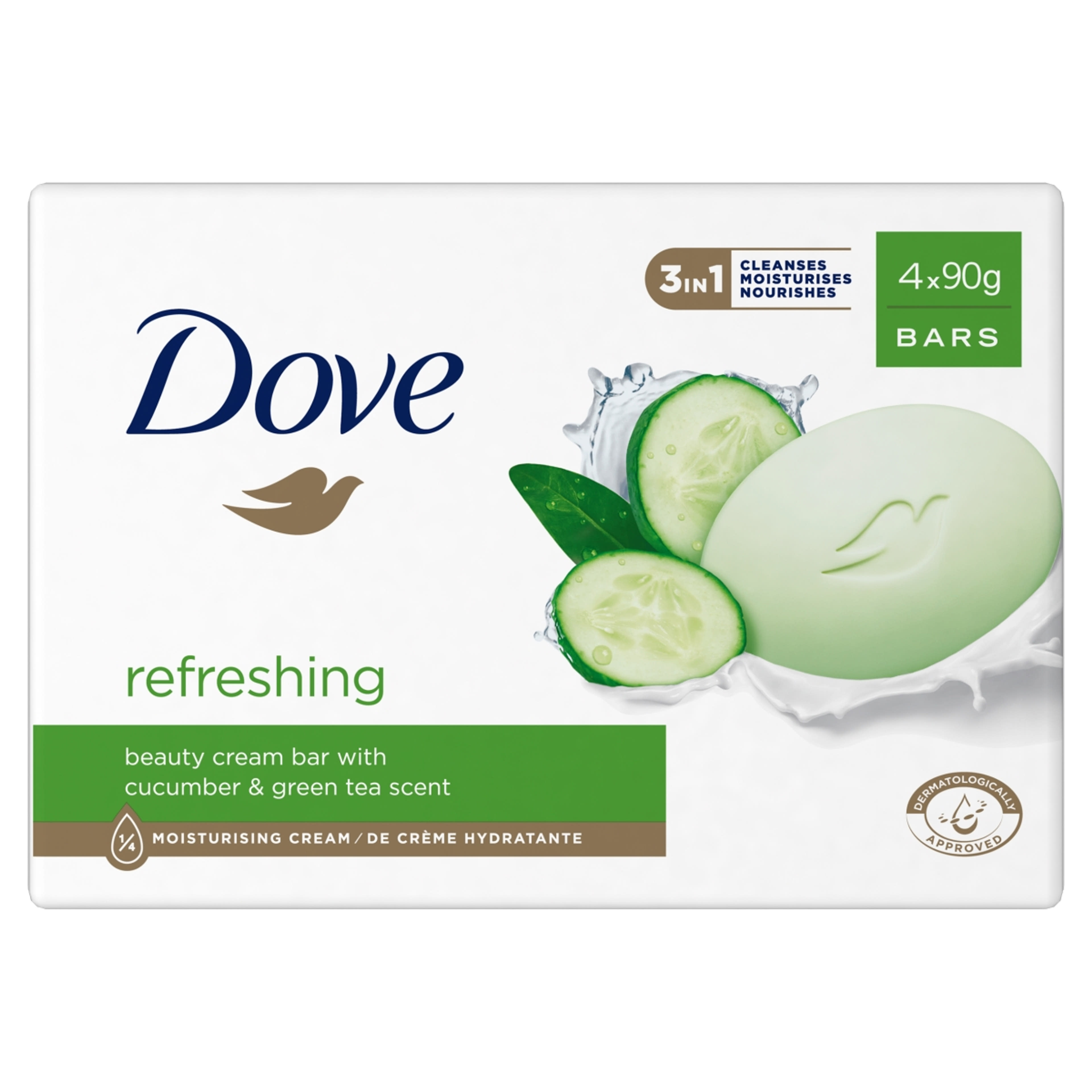 Dove Refreshing krémszappan uborka és zöld tea illattal 4 x 90 g - 360 g