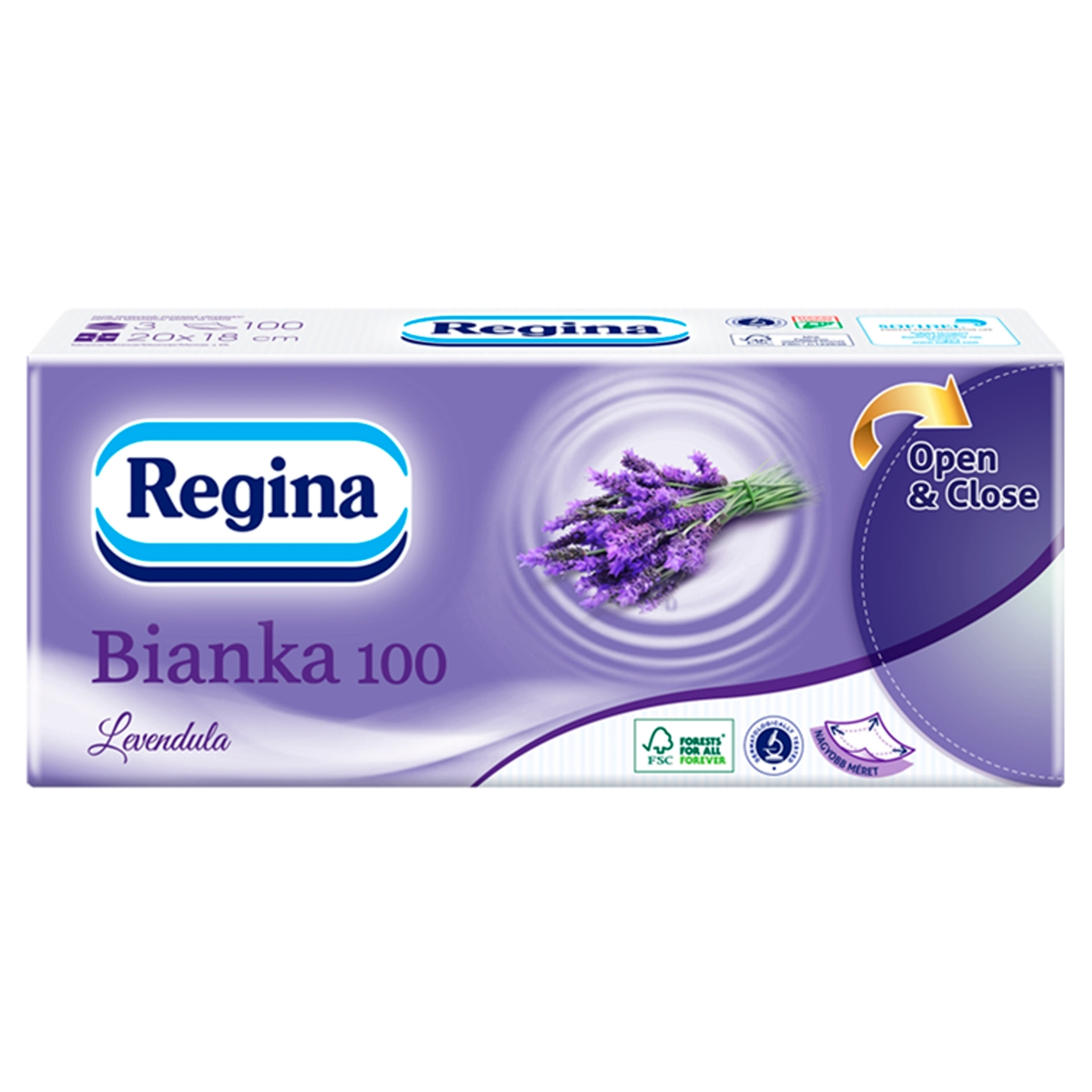 Regina Bianka Levendula papír zsebkendő 3 rétegű - 100 db