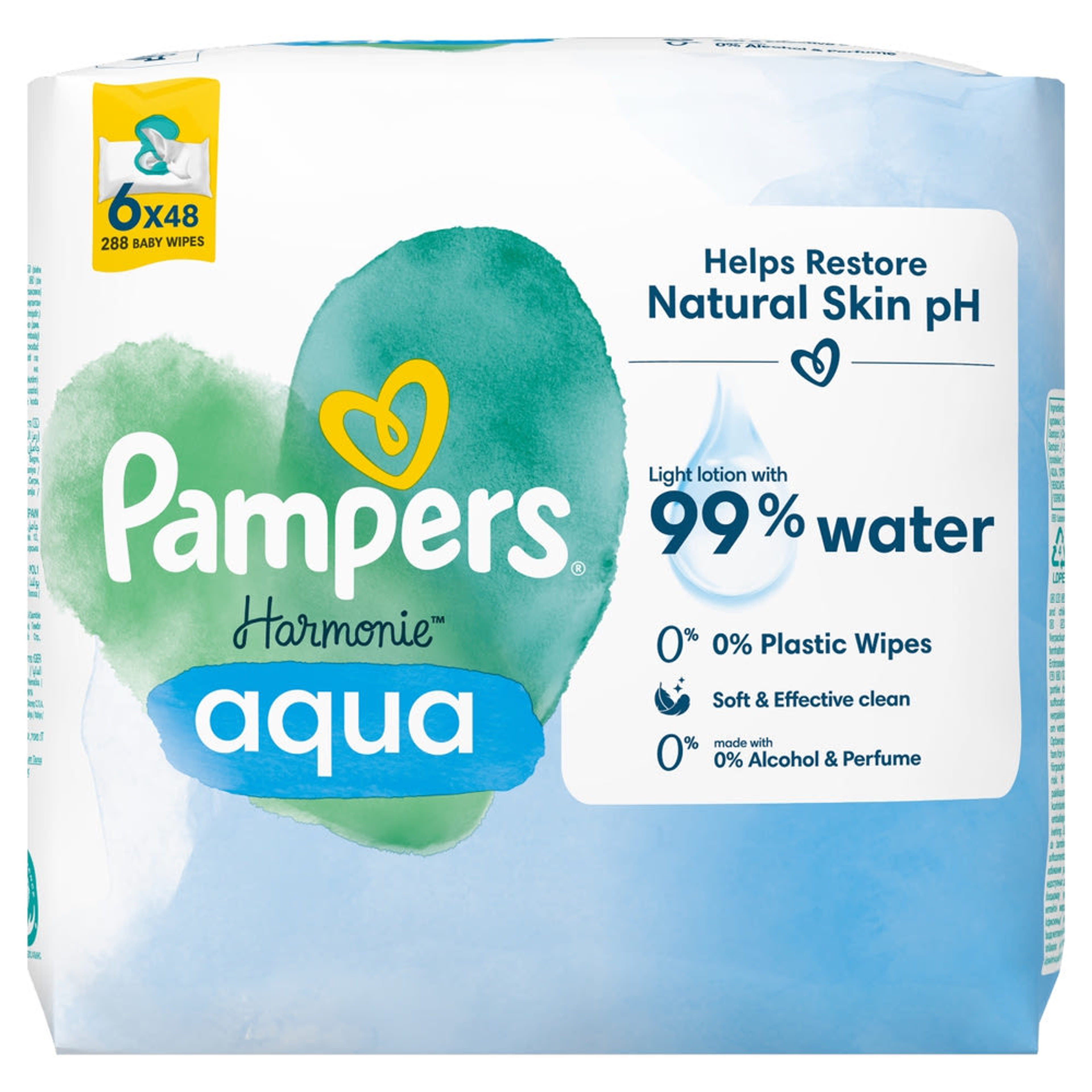 Pampers Harmonie Aqua törlőkendő (6x48 db) - 288 db