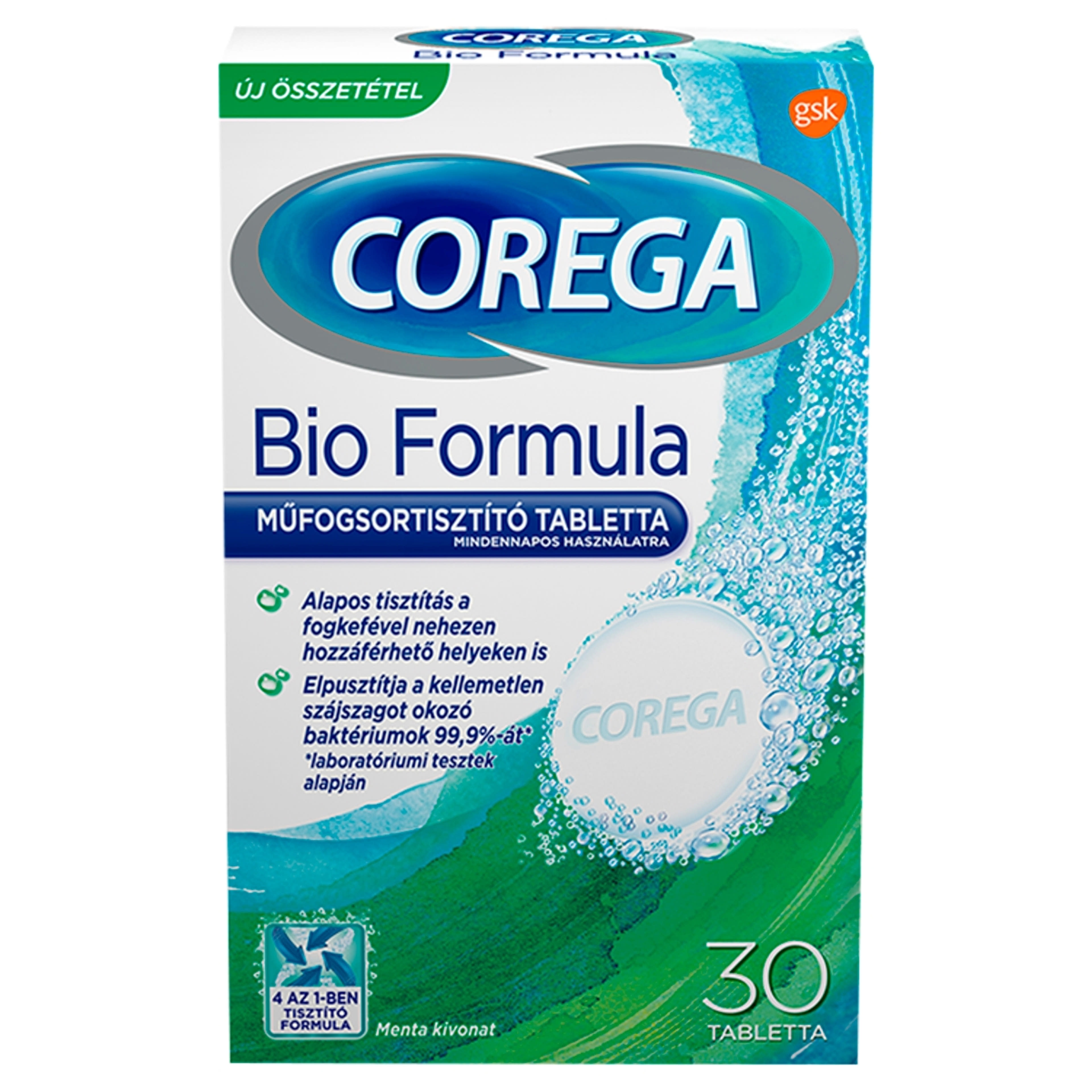 Corega Tabs Bio Formula műfogsor tisztító tabletta - 30 db-1