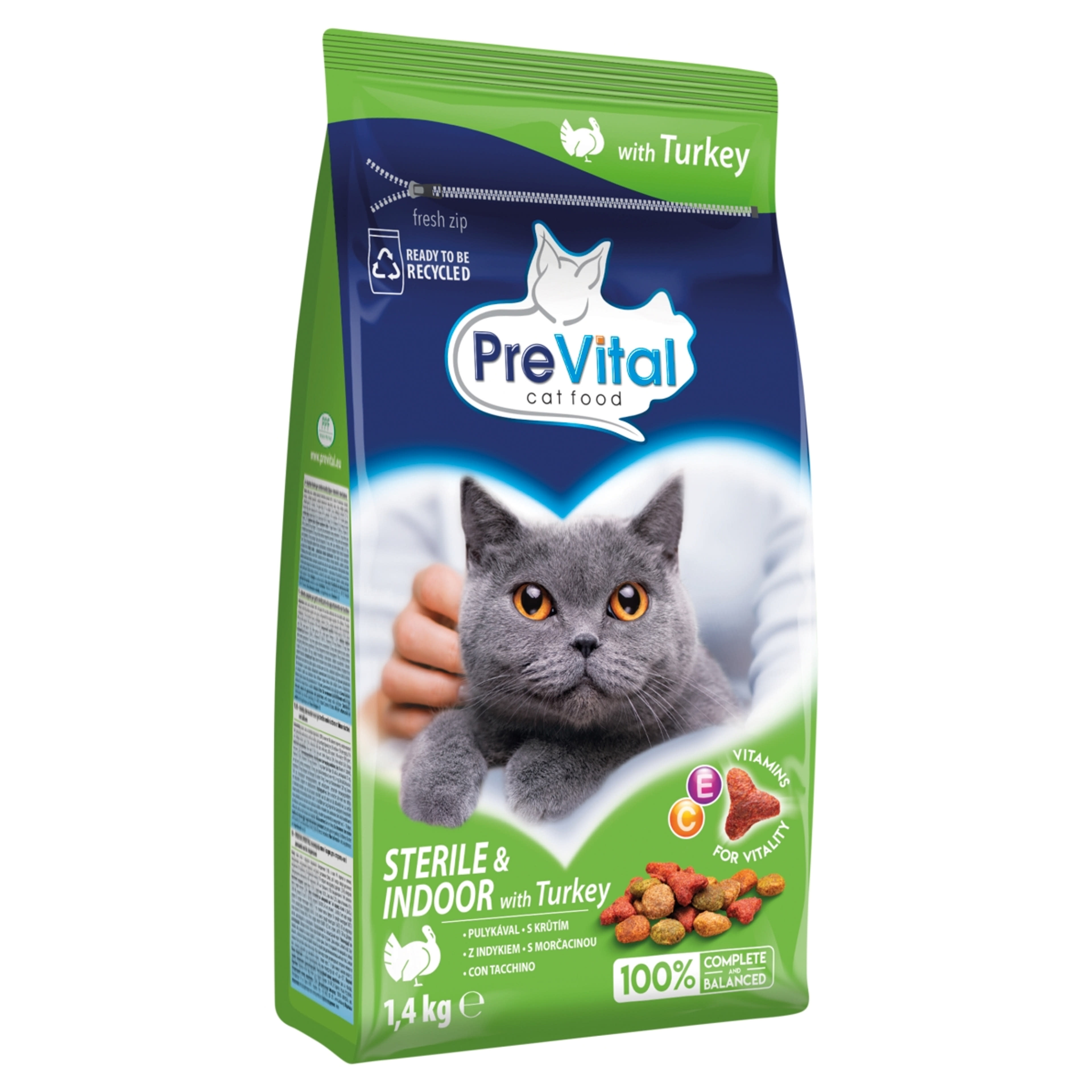 Prevital száraz eledel macskáknak, indoor csirkével - 1,4 kg