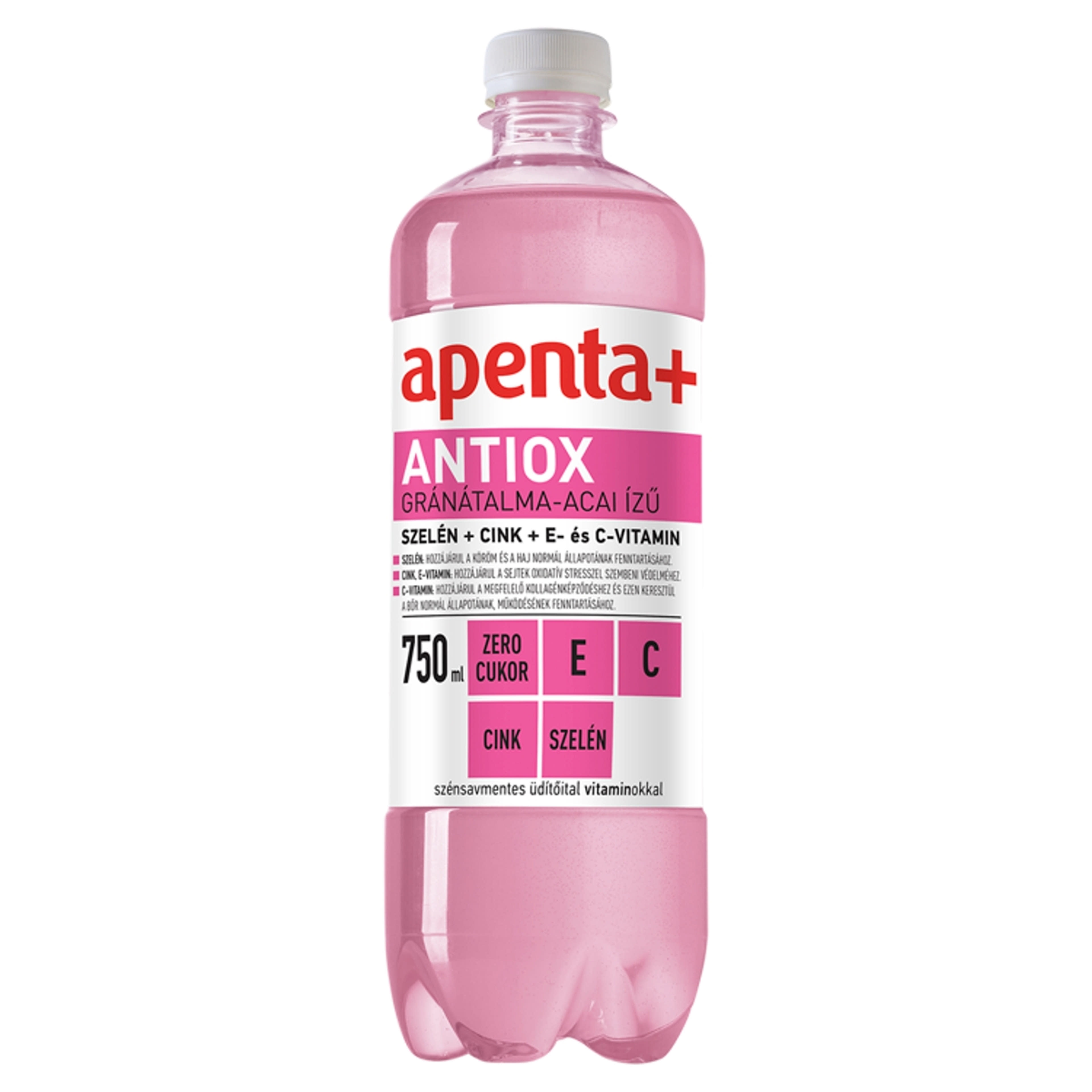 Apenta+ Antiox szénsavmentes üdítőital vitaminokkal gránátalma-acia ízű - 750 ml