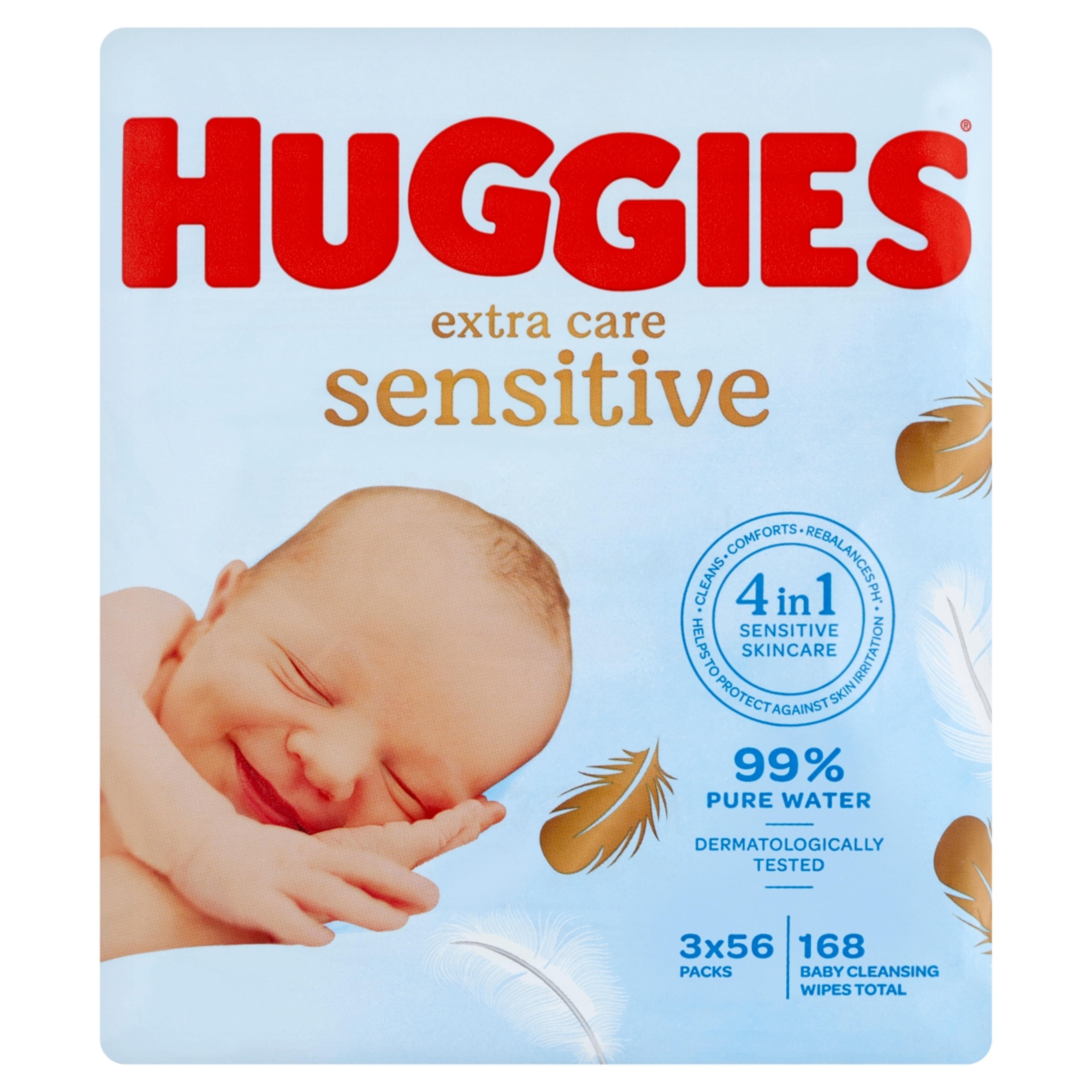 Huggies Extra Care Sensitive törlőkendő Triopack 3x56 db - 168 db
