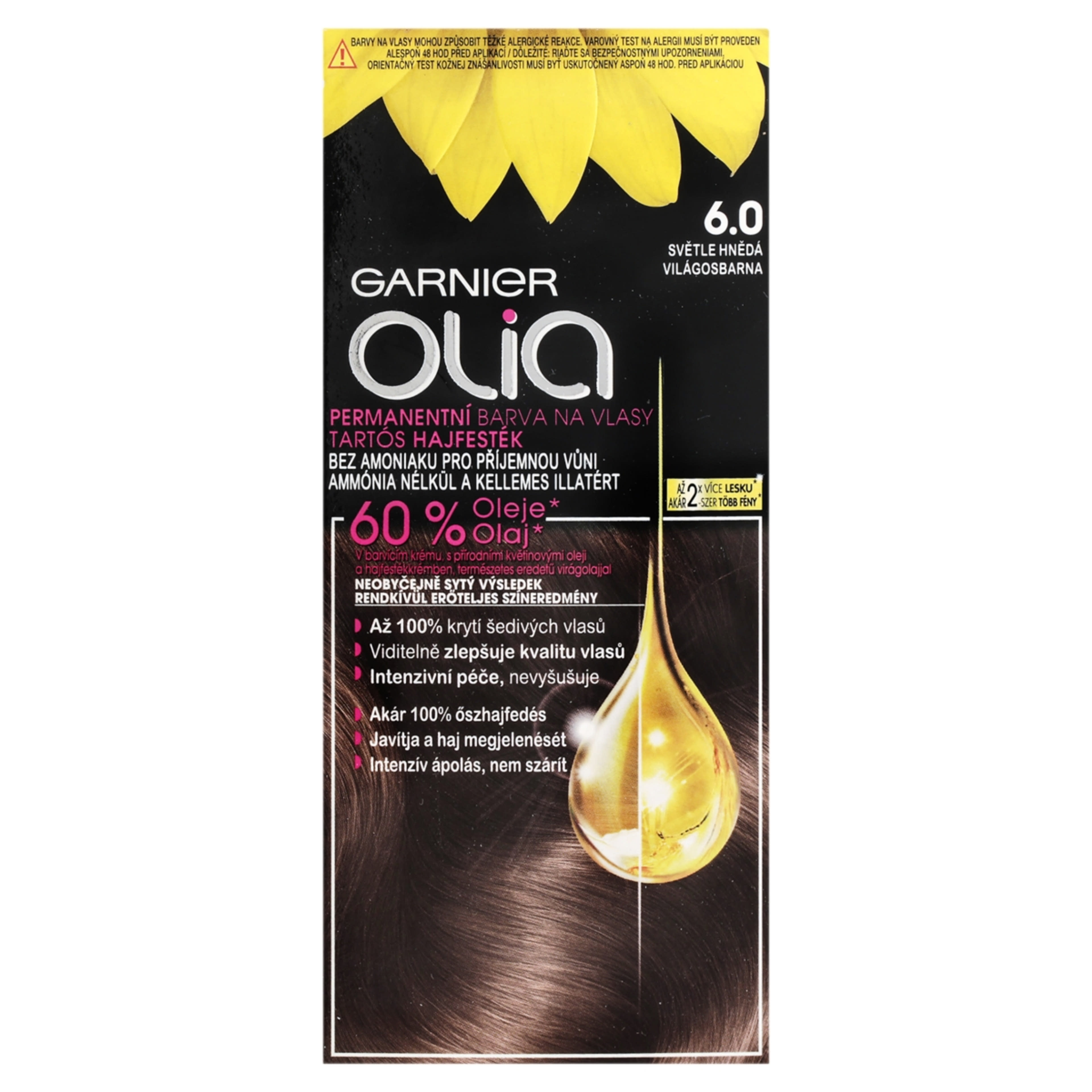 Garnier Olia tartós hajfesték 6.0 Világosbarna - 1 db