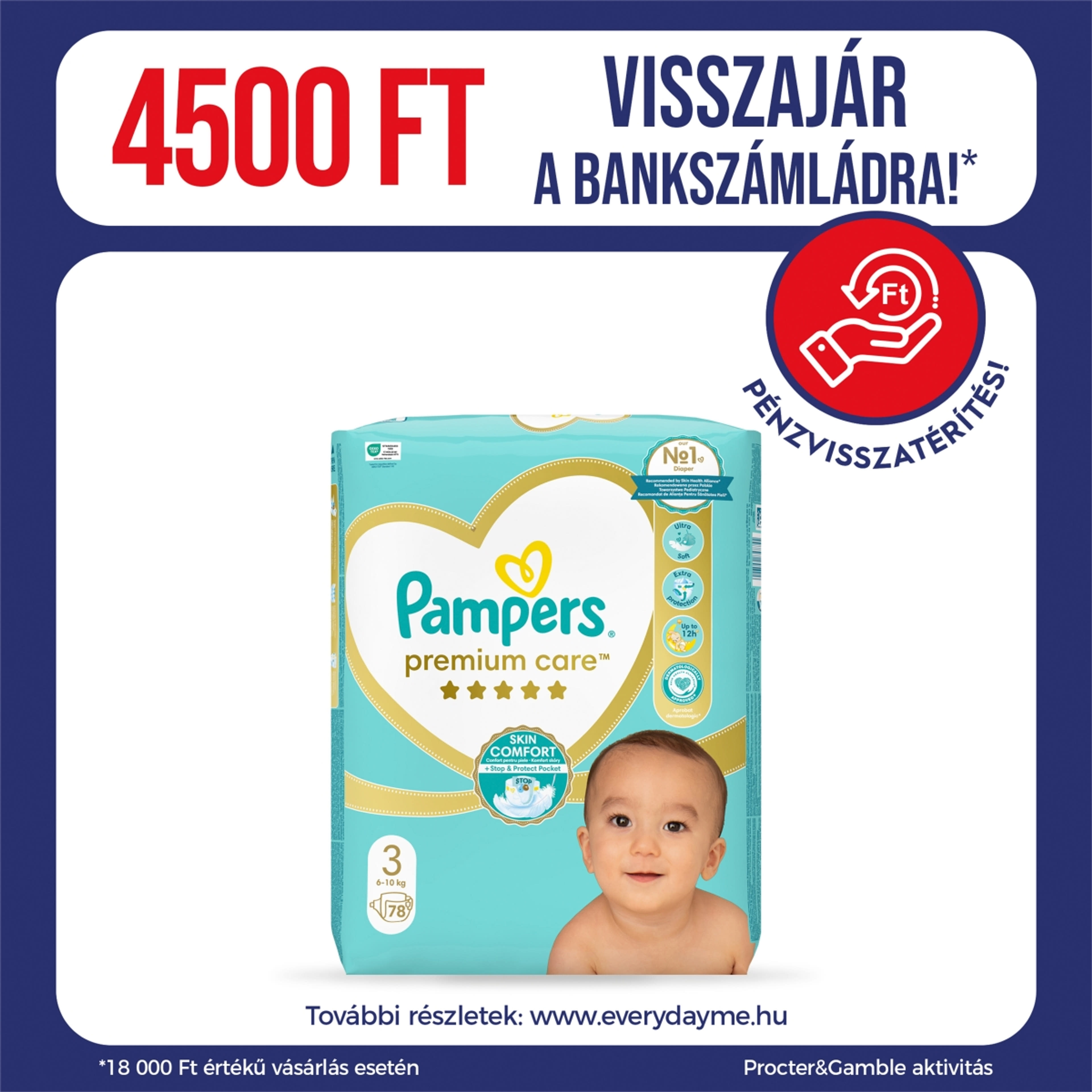 Pampers Premium Care pelenka, 3-as méret, 6kg - 10kg - 78 db