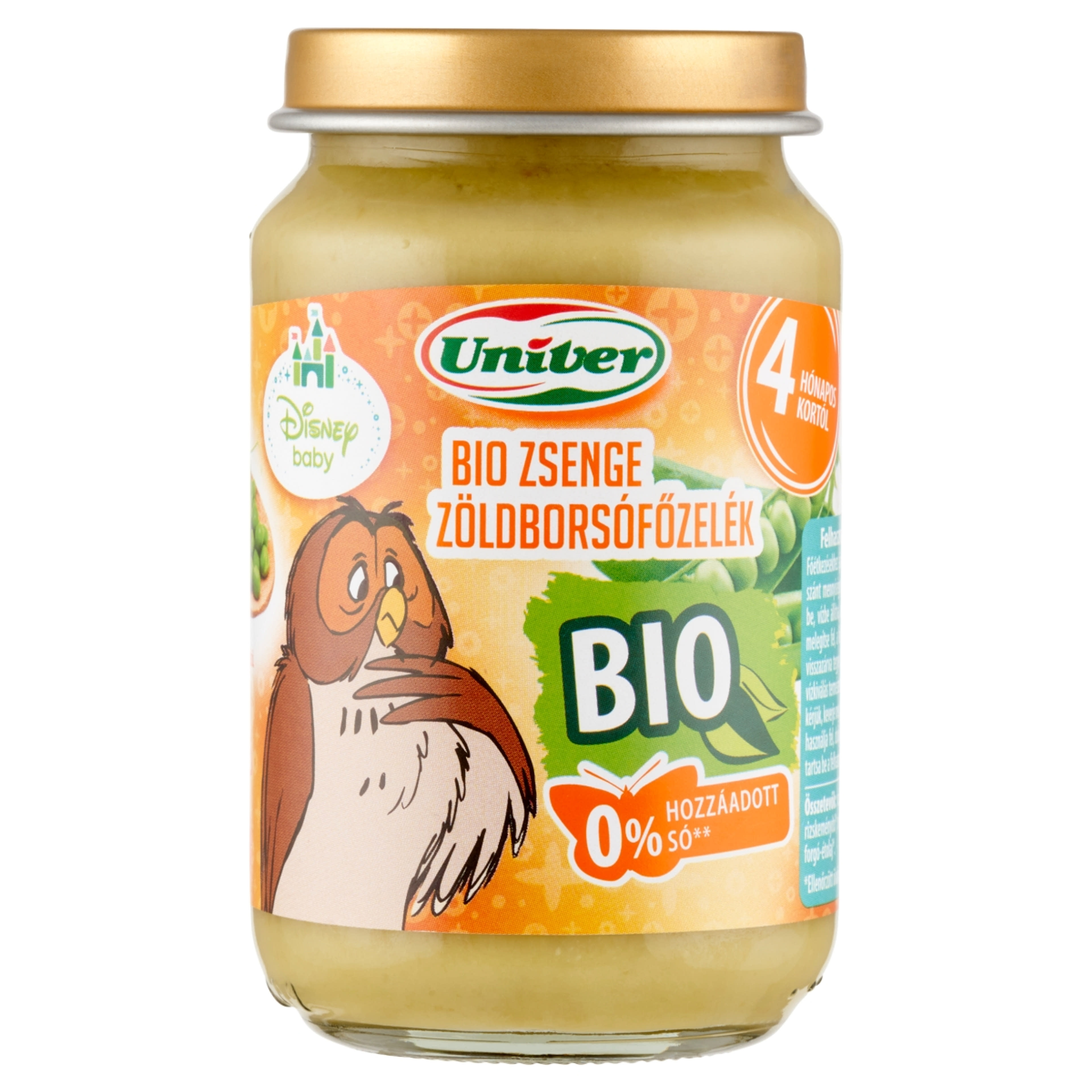 Univer Bio Bébiétel Zsenge Zöldborsó Főzelék Ízesítéssel 4 Hónapos Kortól - 163 g
