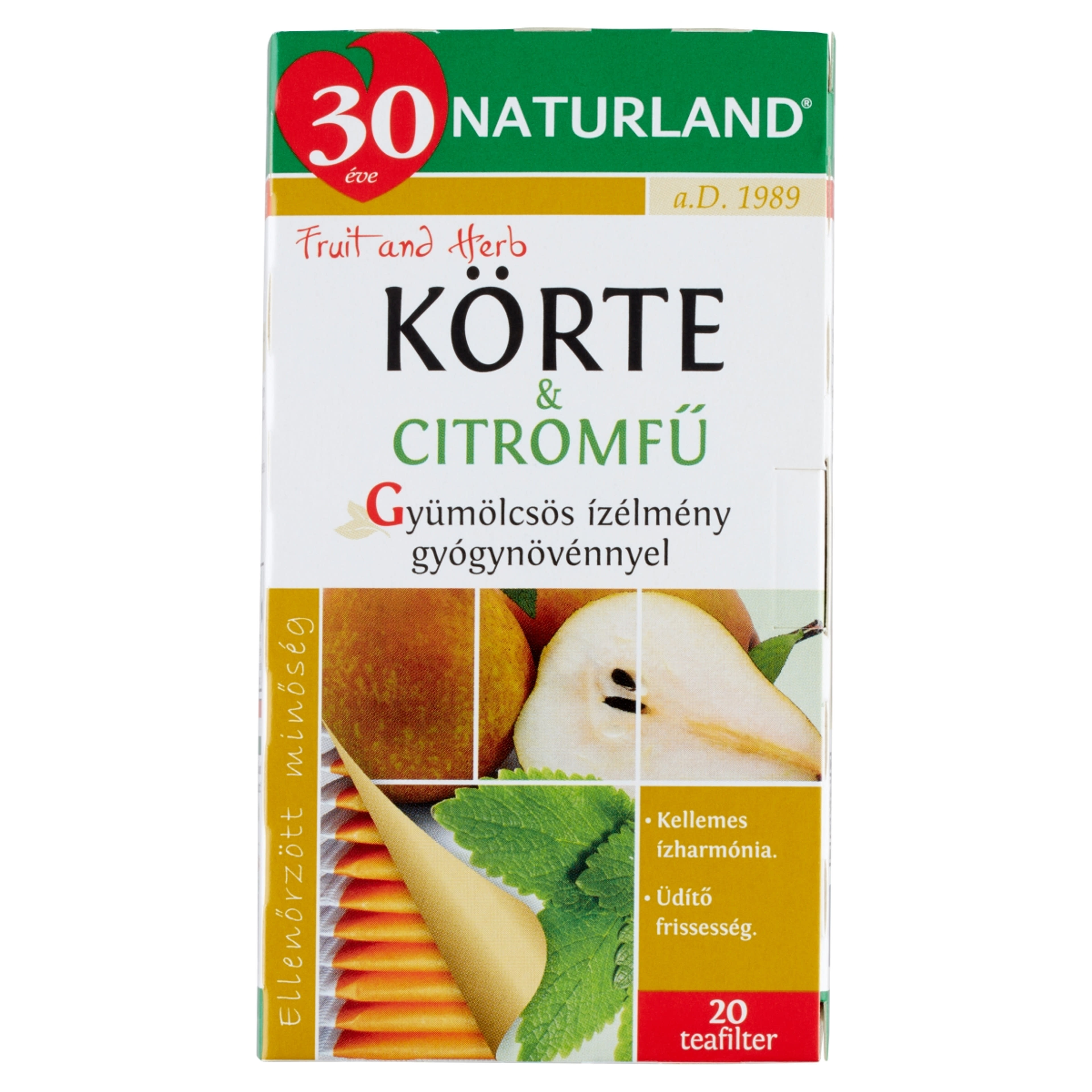 Naturland körte-citromfű tea - 20x2 g