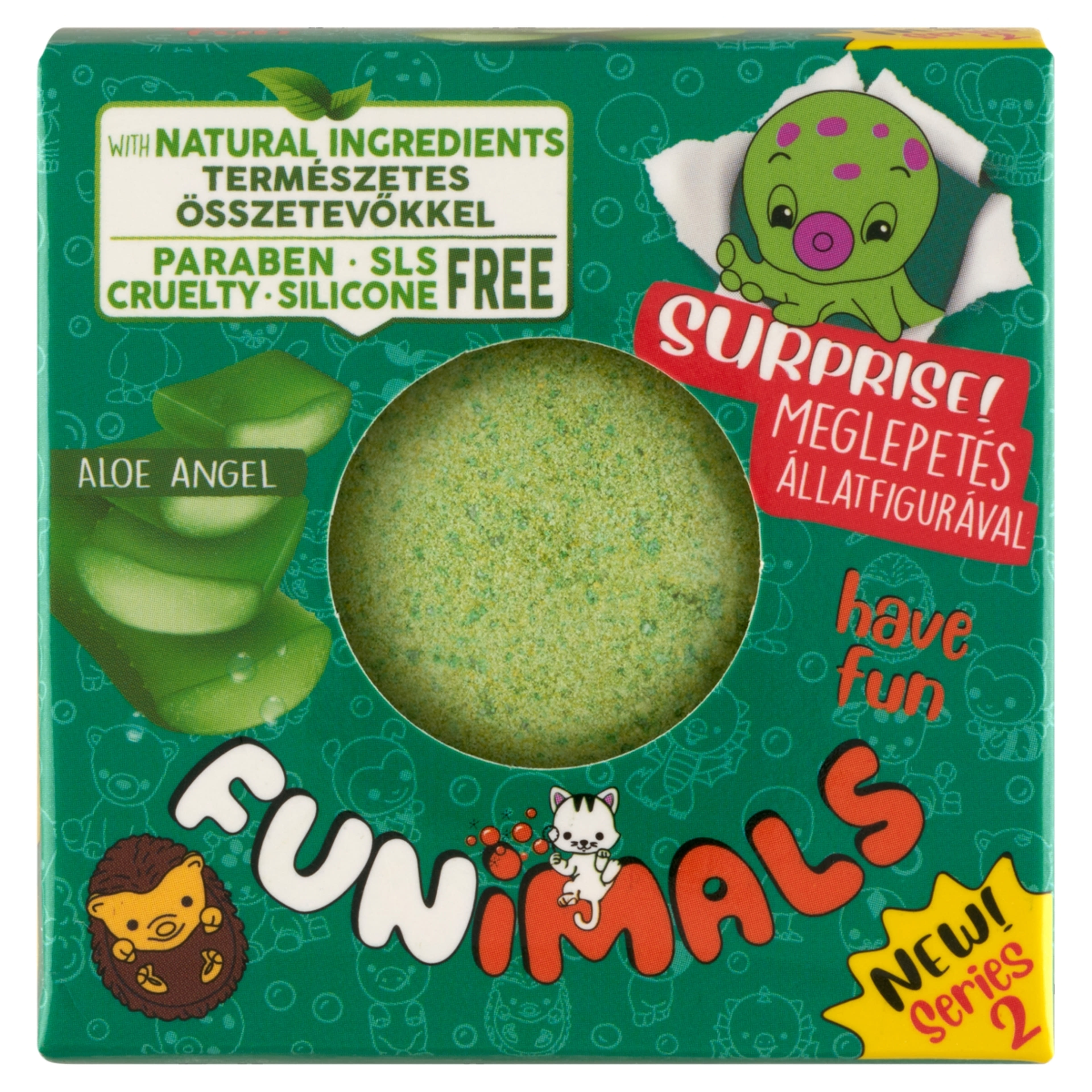 Funimals fürdőgolyó, meglepetéssel, aloe zöld - 100 g-1