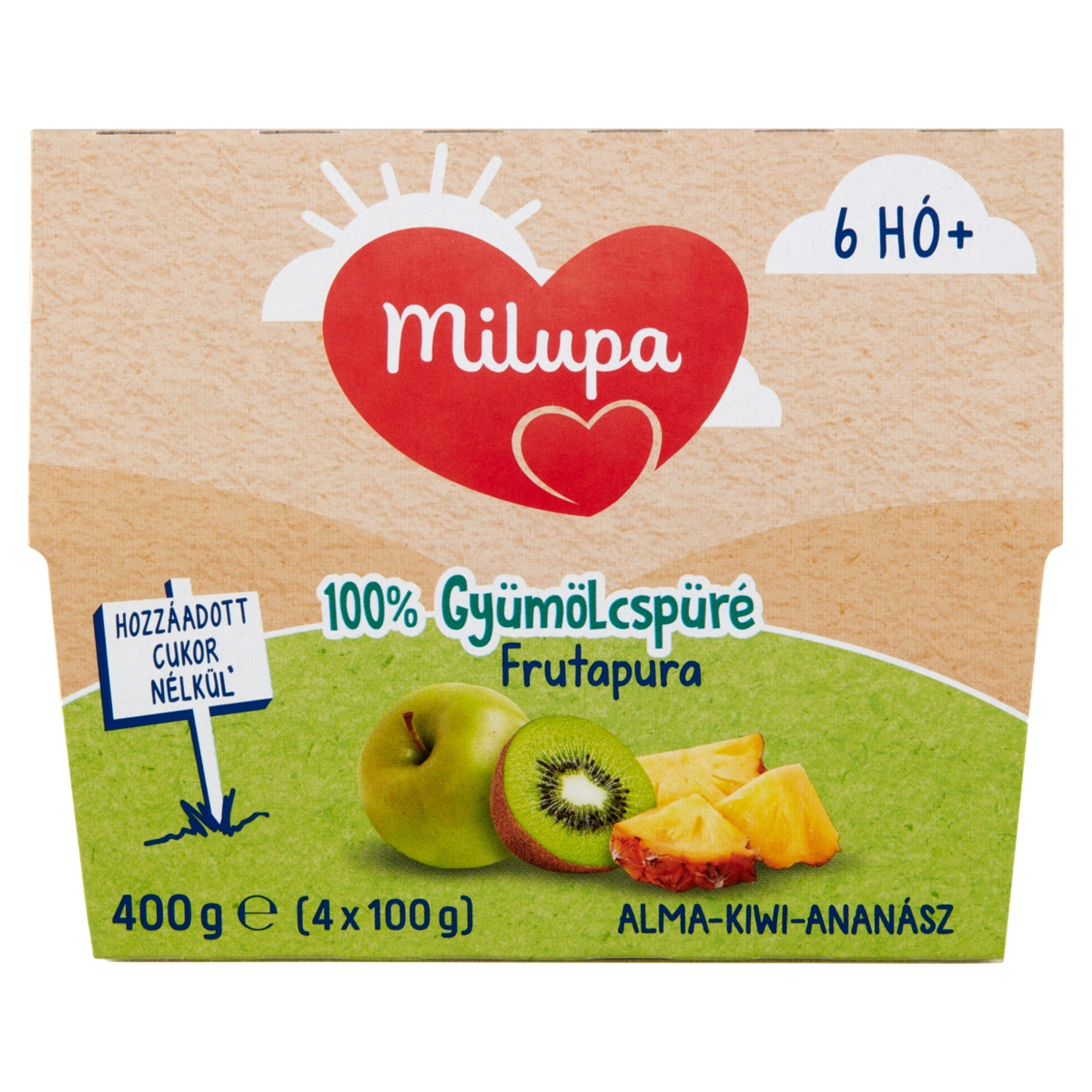 Milupa frutapura alma-ananász-kiwi 6 hónapos kortól 4*100g - 400 g-1