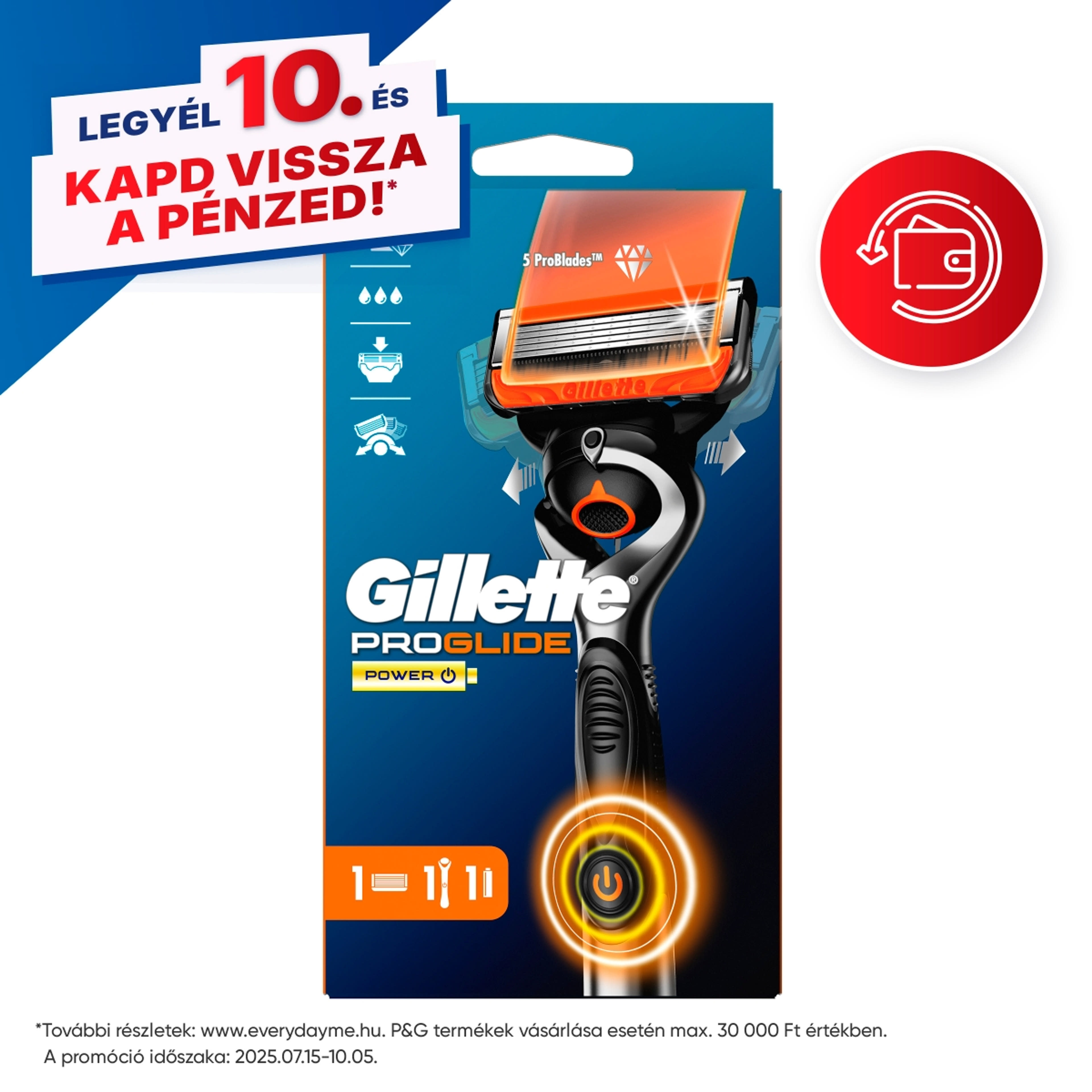 Gillette Fusion ProGlide Power Flexball elemes borotvakészülék - 1 db