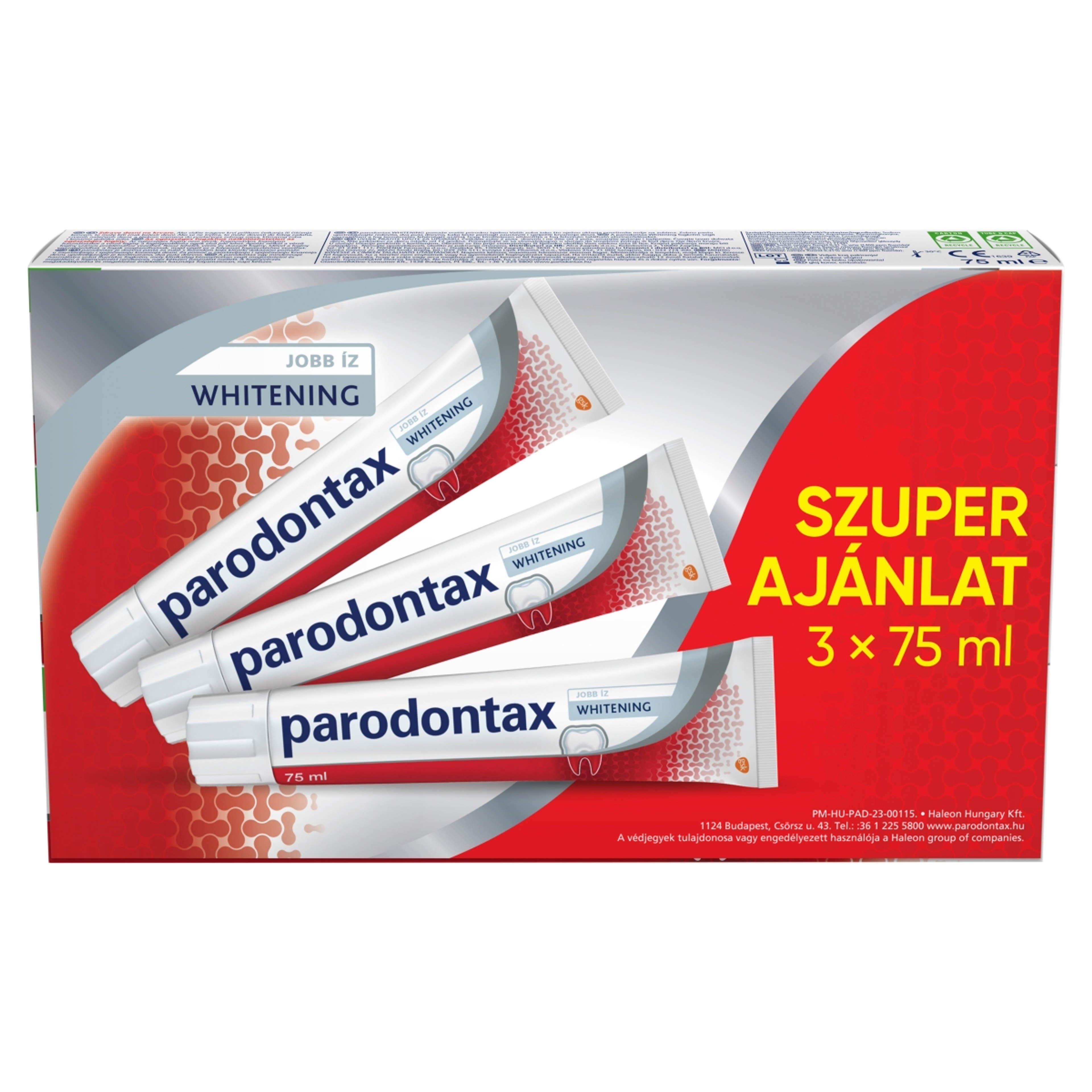 Parodontax Whitening fogkrém Triopack 3x75 ml - 225 ml-2