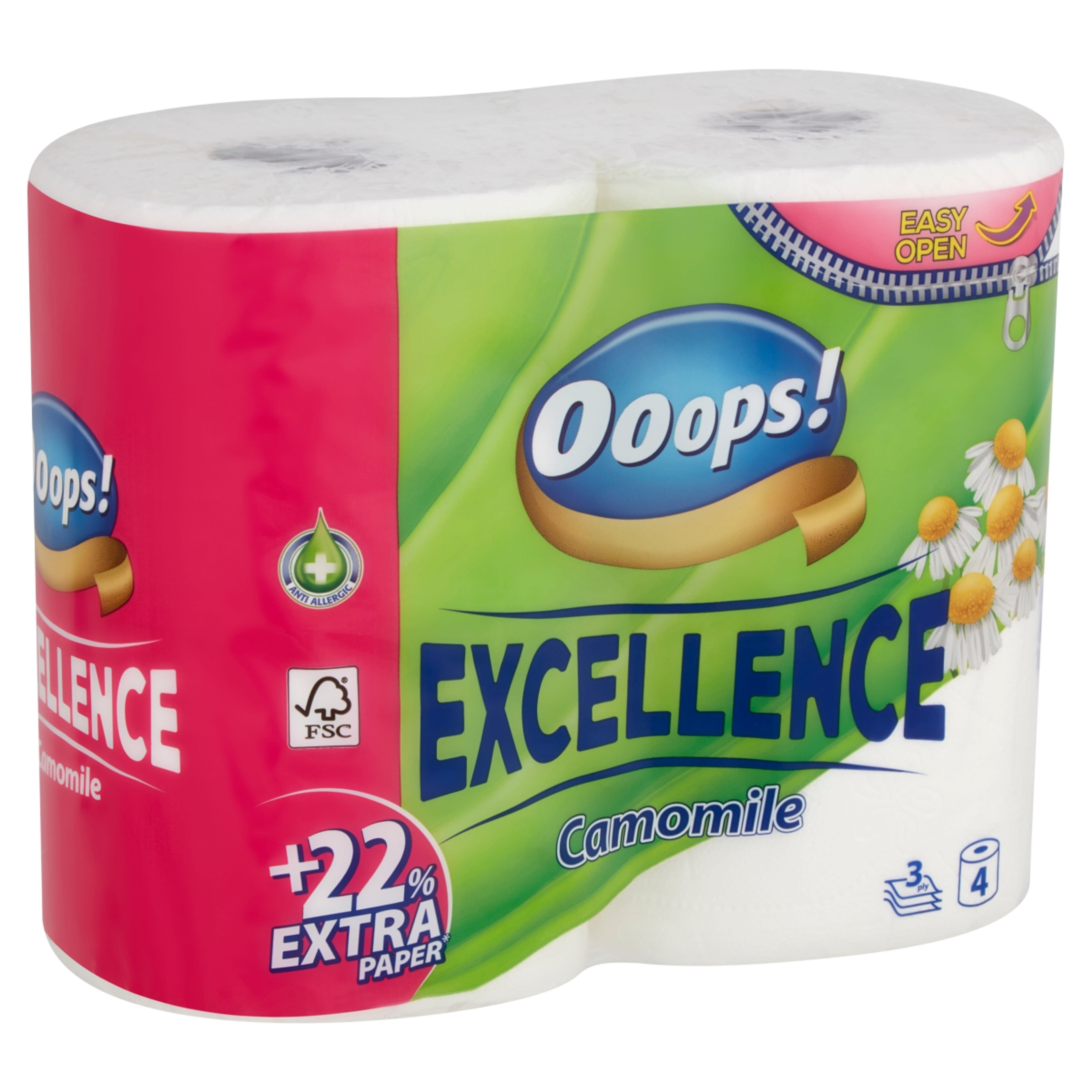 Ooops! Excellence Camomile toalettpapír 3 rétegű - 4 db-2
