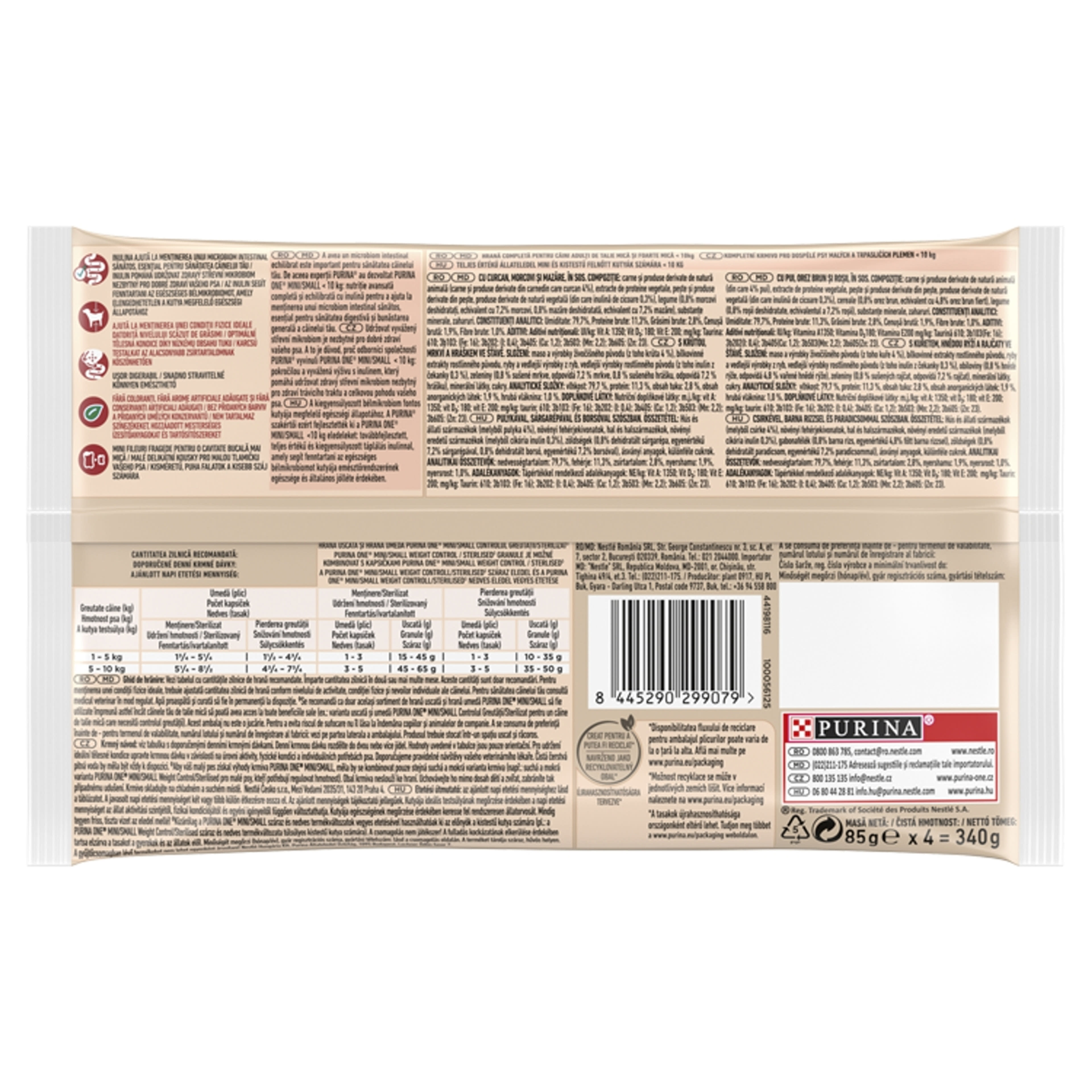 Purina One Mini Weight Control/Steril nedves kutyaeledel pulykával és csirkével 4x85g - 340 g-2